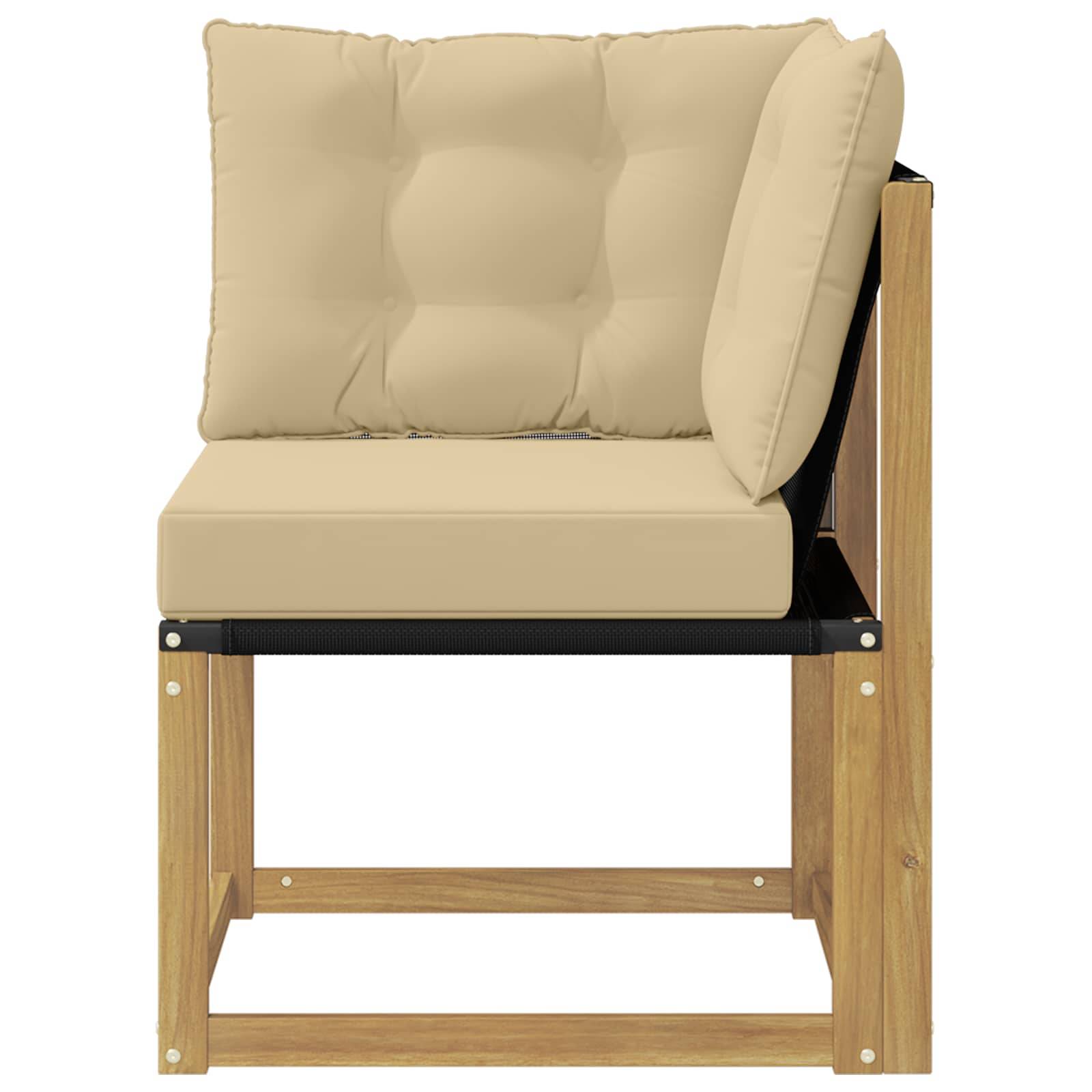 vidaXL Outdoor Ecksofa Massivholz Akazie und Textilene Stoff Weiß