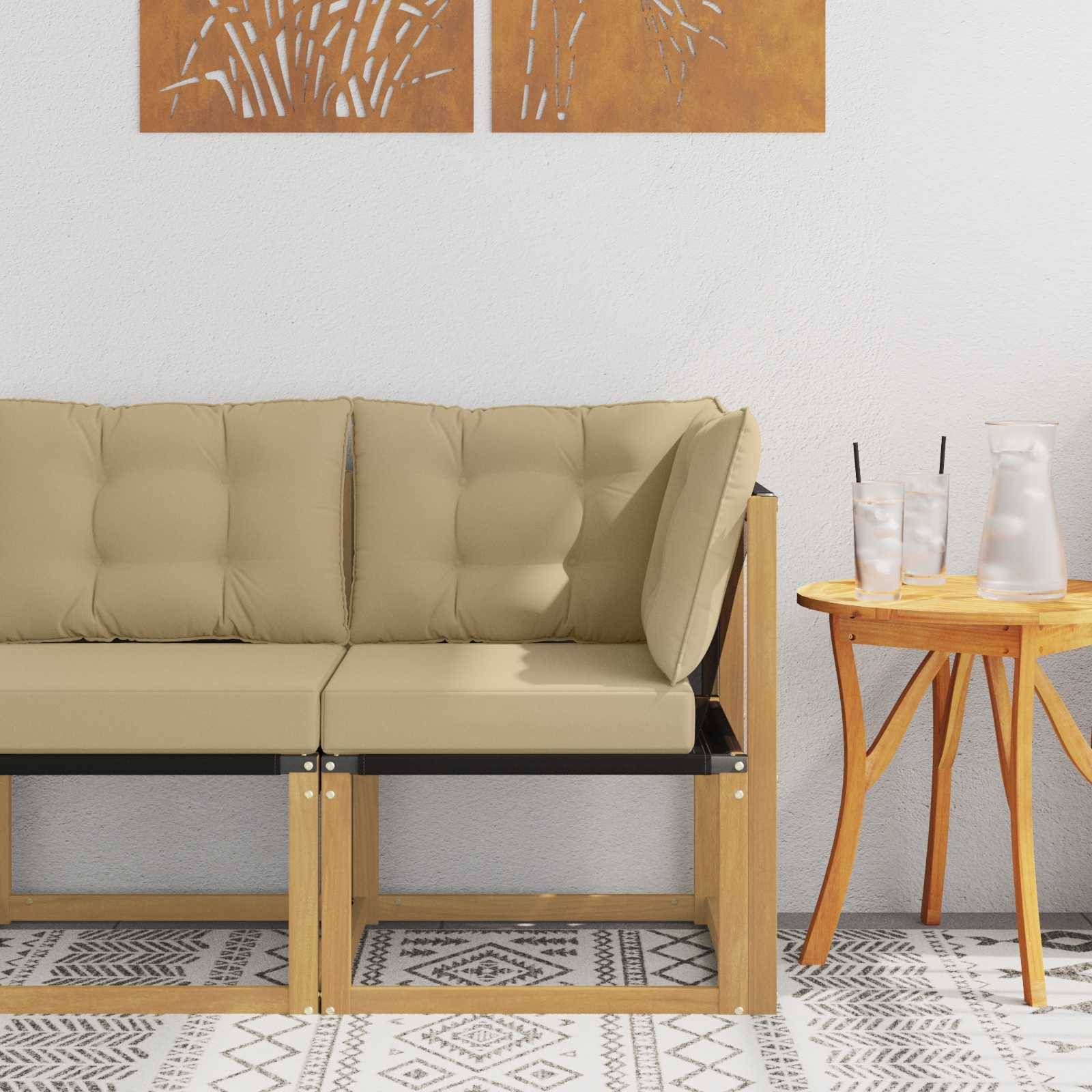 vidaXL Outdoor Ecksofa Massivholz Akazie und Textilene Stoff Weiß