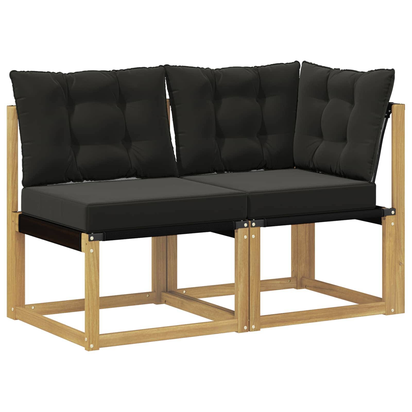 vidaXL Outdoor Mittel- und Ecksofa mit Kissen 2 Stück Weiß