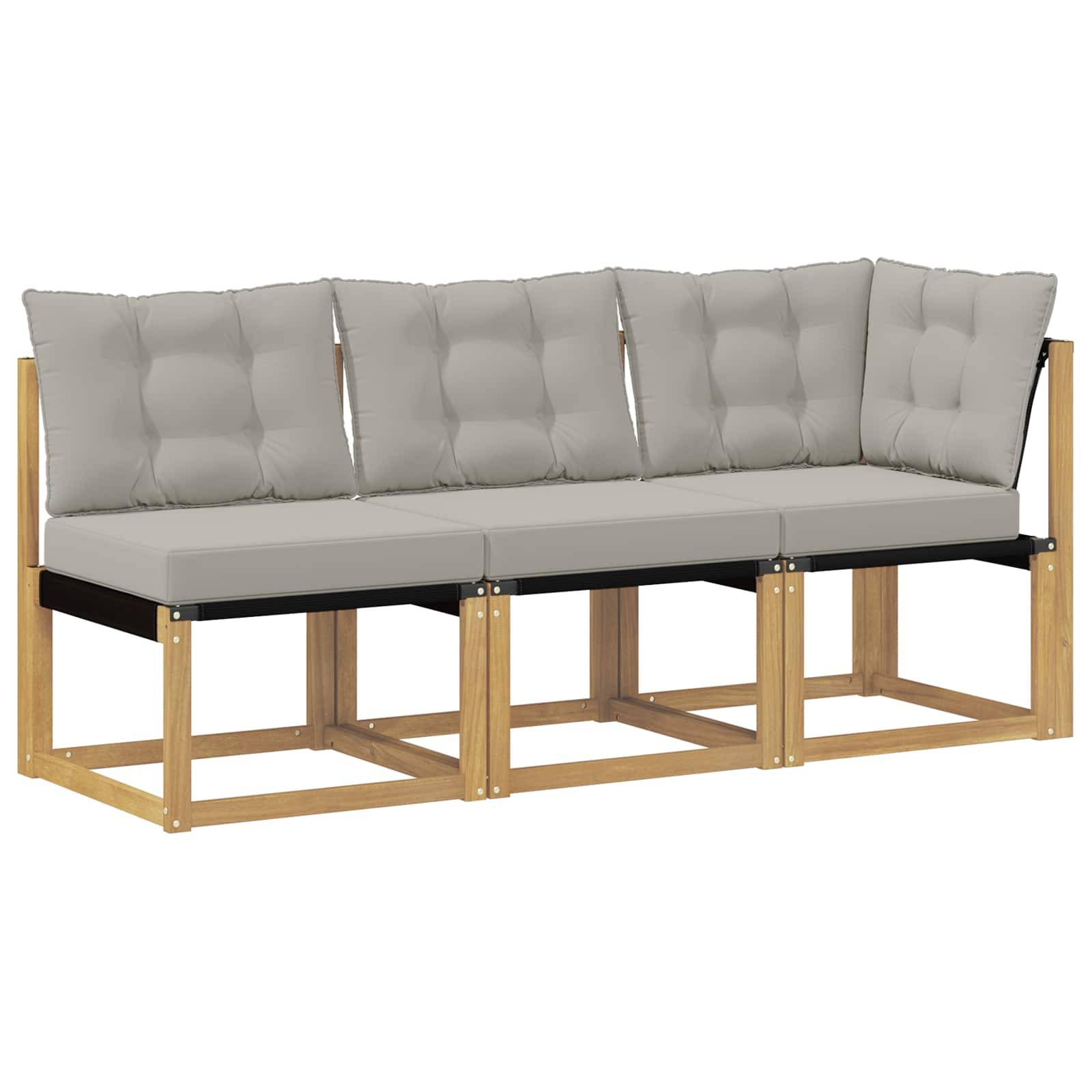 vidaXL Outdoor Mittel- und Ecksofa mit Kissen 3 Stück Weiß