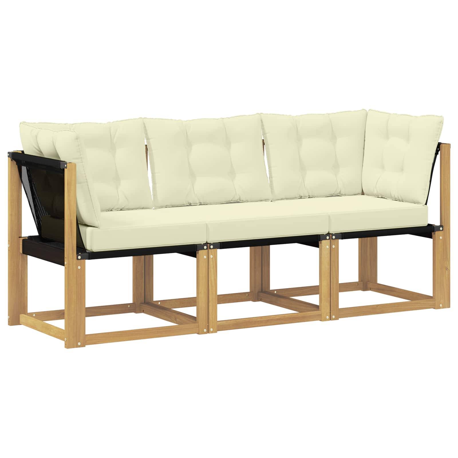 vidaXL Outdoor Mittel- und Ecksofa mit Kissen 3 Stück Weiß