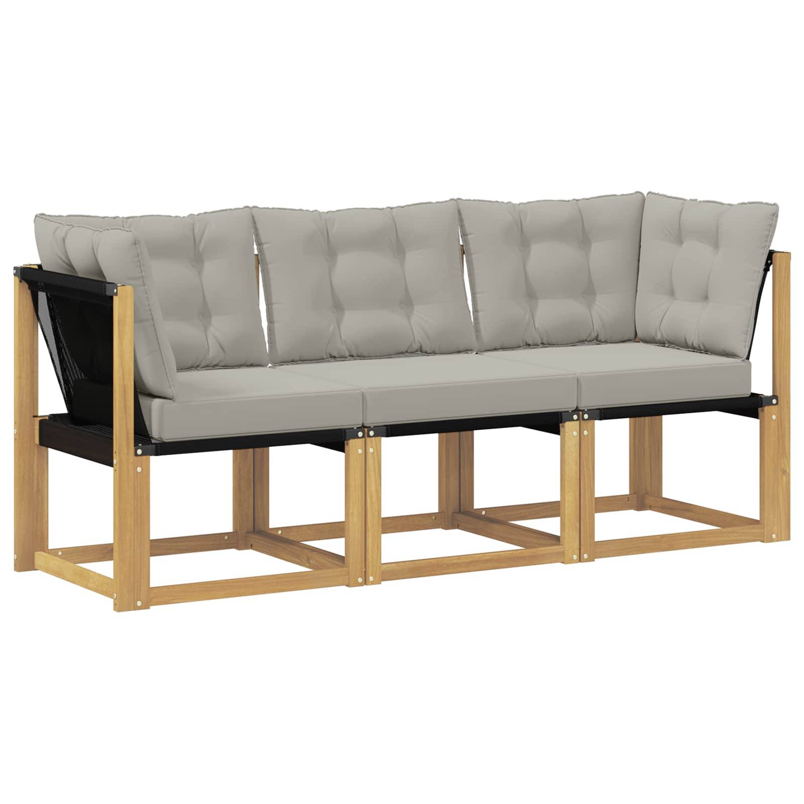 vidaXL Outdoor Mittel- und Ecksofa mit Kissen 3 Stück Weiß