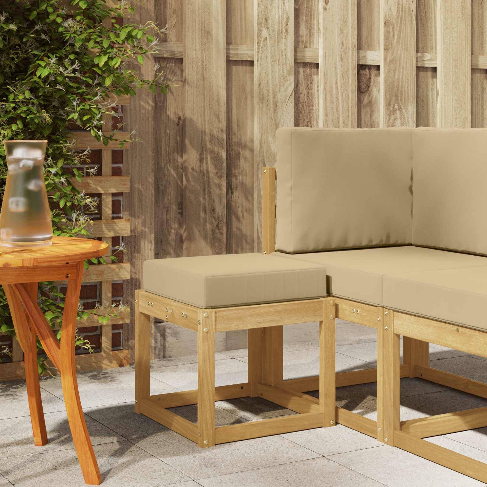 vidaXL Outdoor Hocker Bank Weiß 43 x 43 x 45 cm Massivholz Akazie