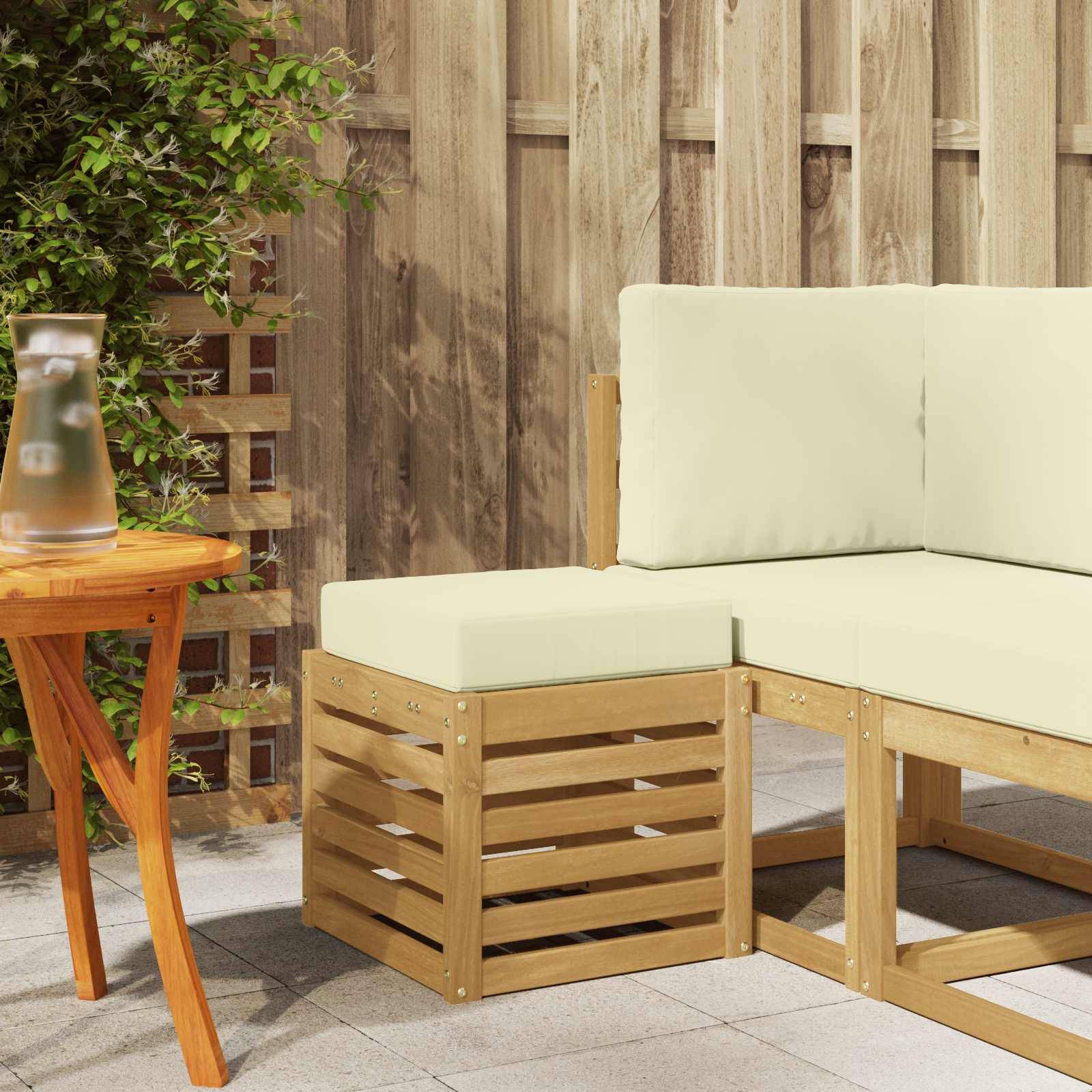 vidaXL Outdoor Hocker Bank Weiß 43 x 43 x 45 cm Massivholz Akazie