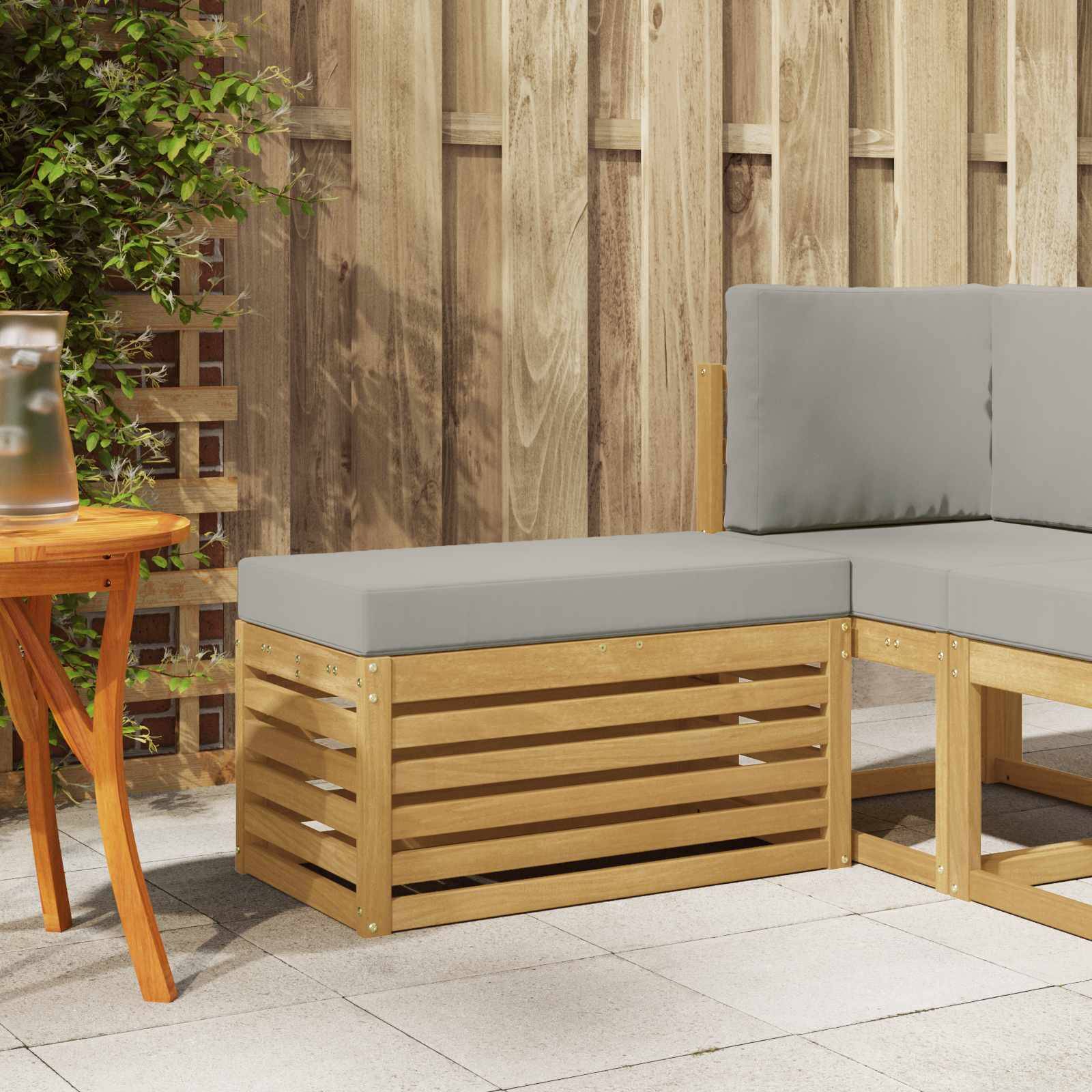 vidaXL Outdoor Hocker Bank Weiß 80 x 43 x 45 cm Massivholz Akazie