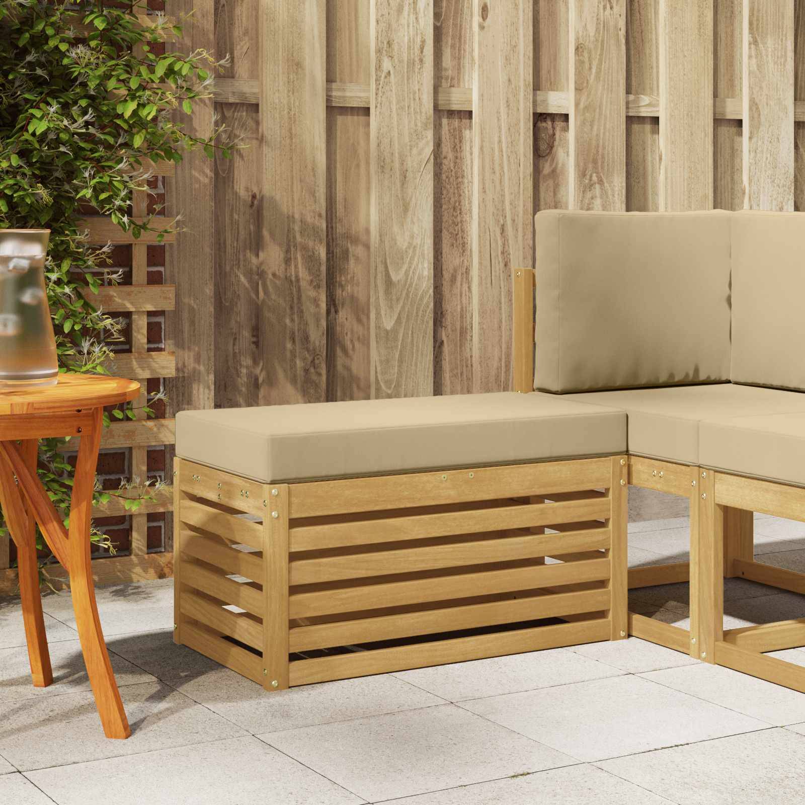vidaXL Outdoor Hocker Bank Weiß 80 x 43 x 45 cm Massivholz Akazie