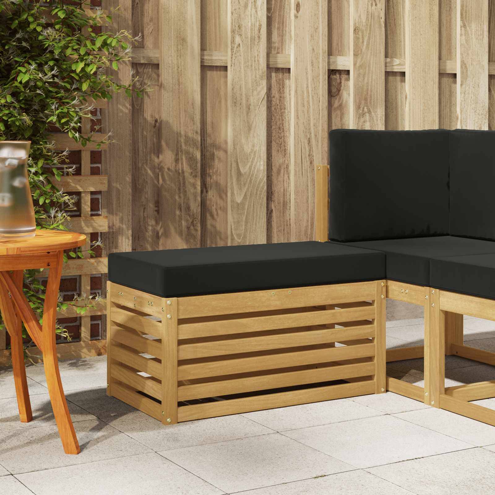 vidaXL Outdoor Hocker Bank Weiß 80 x 43 x 45 cm Massivholz Akazie