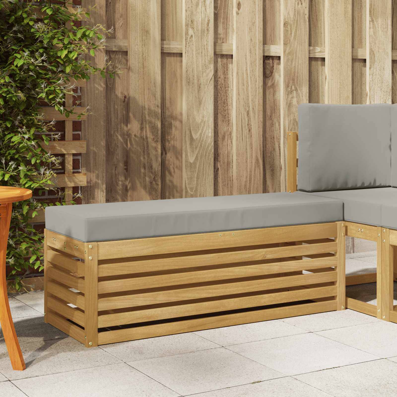 vidaXL Outdoor Hocker Bank Weiß 115 x 43 x 45 cm Massivholz Akazie