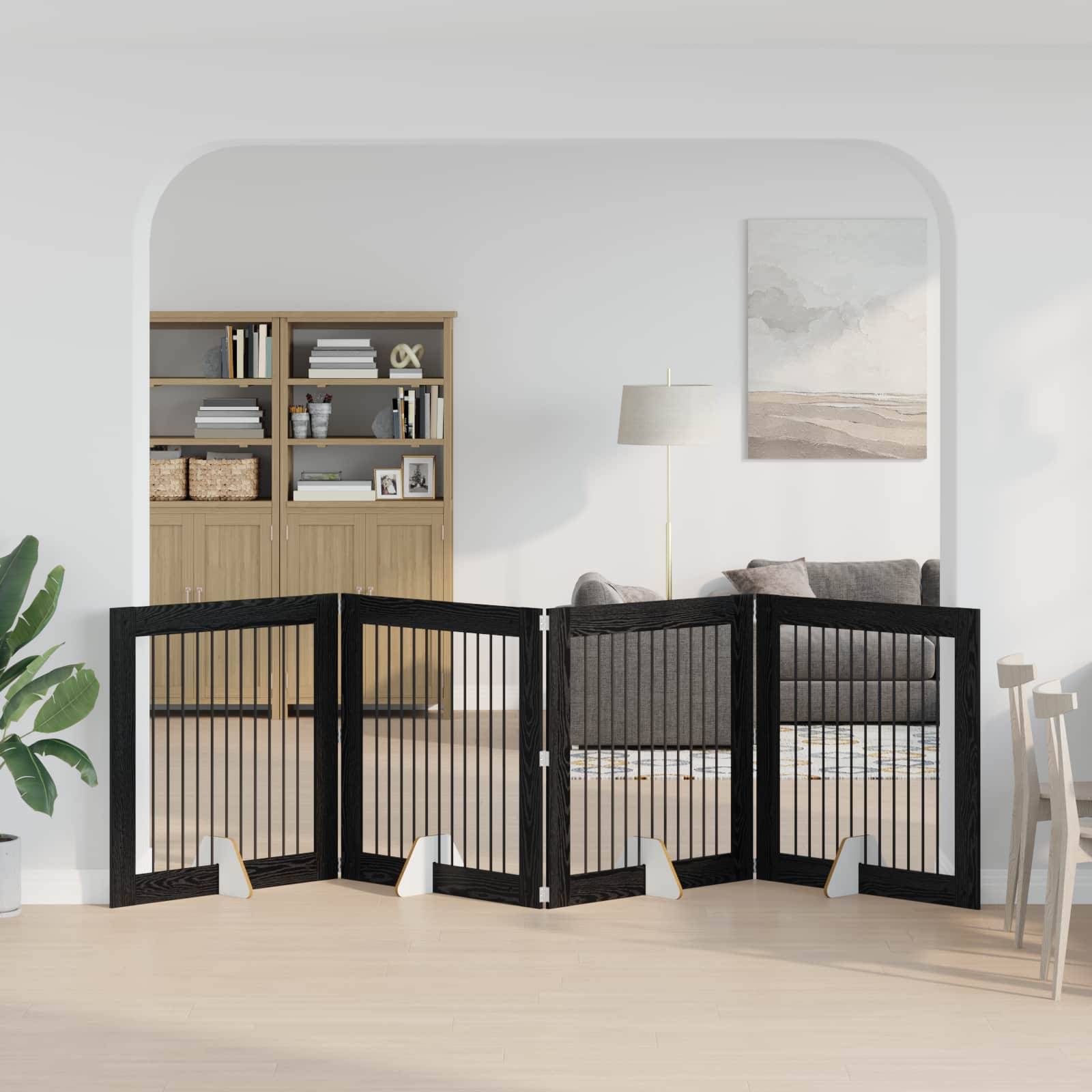 vidaXL Hundetor mit Ständern 4 pcs Schwarze Eiche 100 x 100 cm