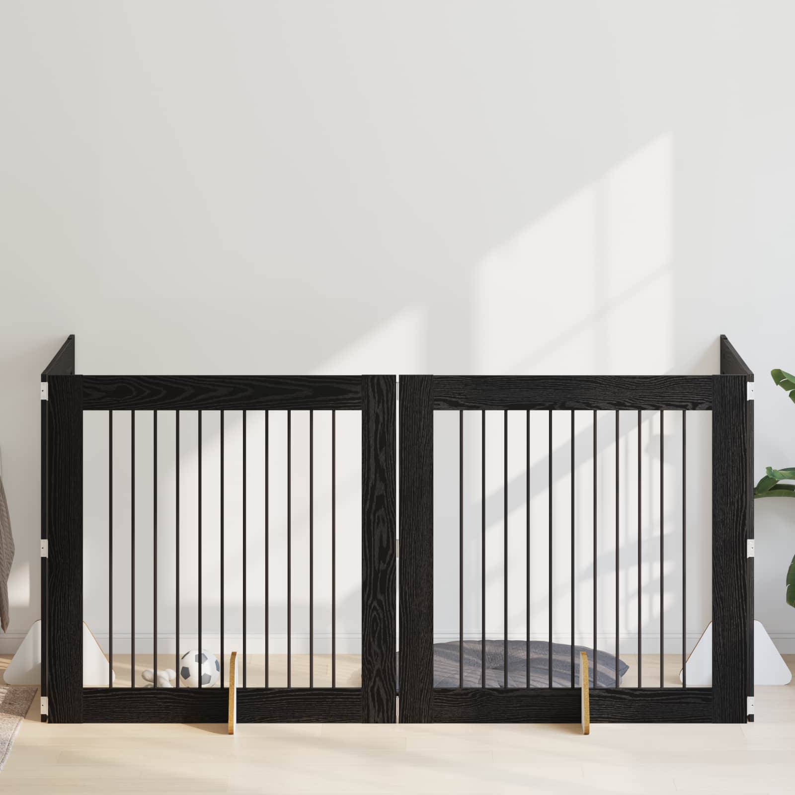 vidaXL Hundetor mit Ständern 4 pcs Schwarze Eiche 100 x 100 cm