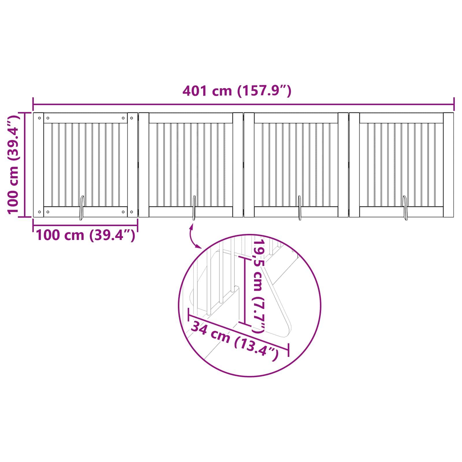 vidaXL Hundetor mit Ständern 4 pcs Schwarze Eiche 100 x 100 cm