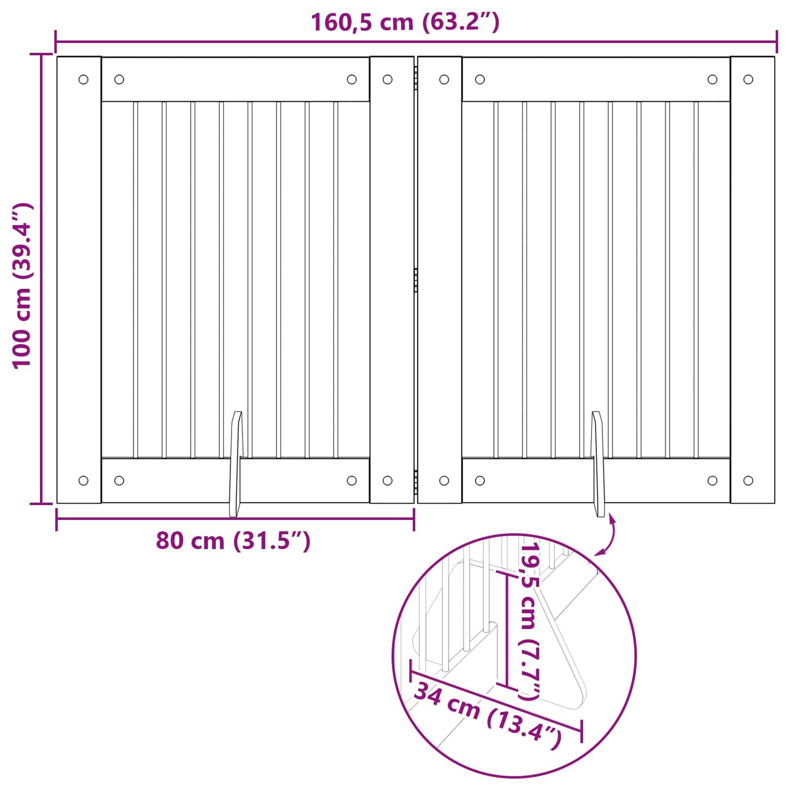 vidaXL Hundetor mit Ständern 2 pcs Sonoma-Eiche 80 x 100 cm