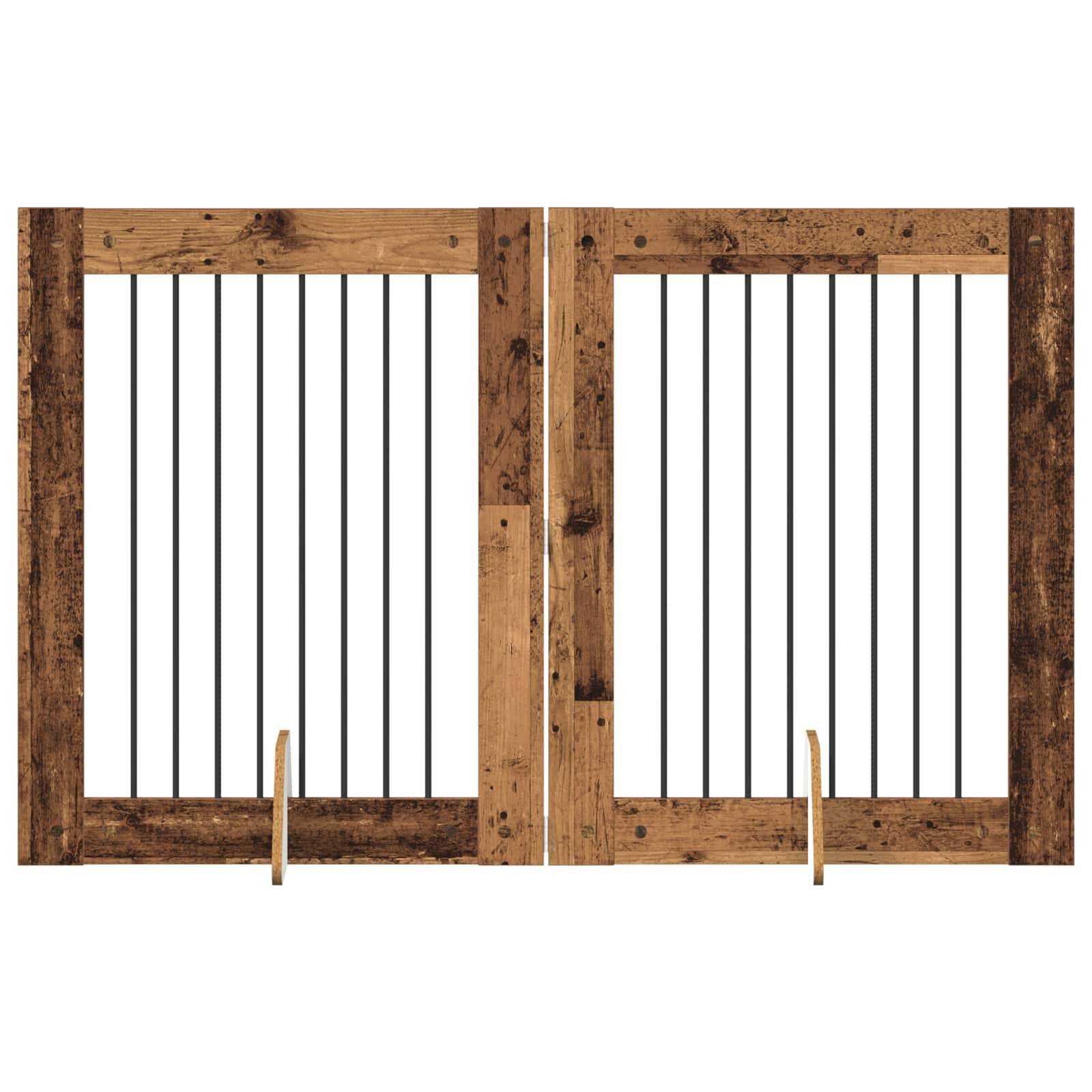 vidaXL Hundetor mit Ständern 2 pcs Altholz 80 x 100 cm Holzwerkstoff