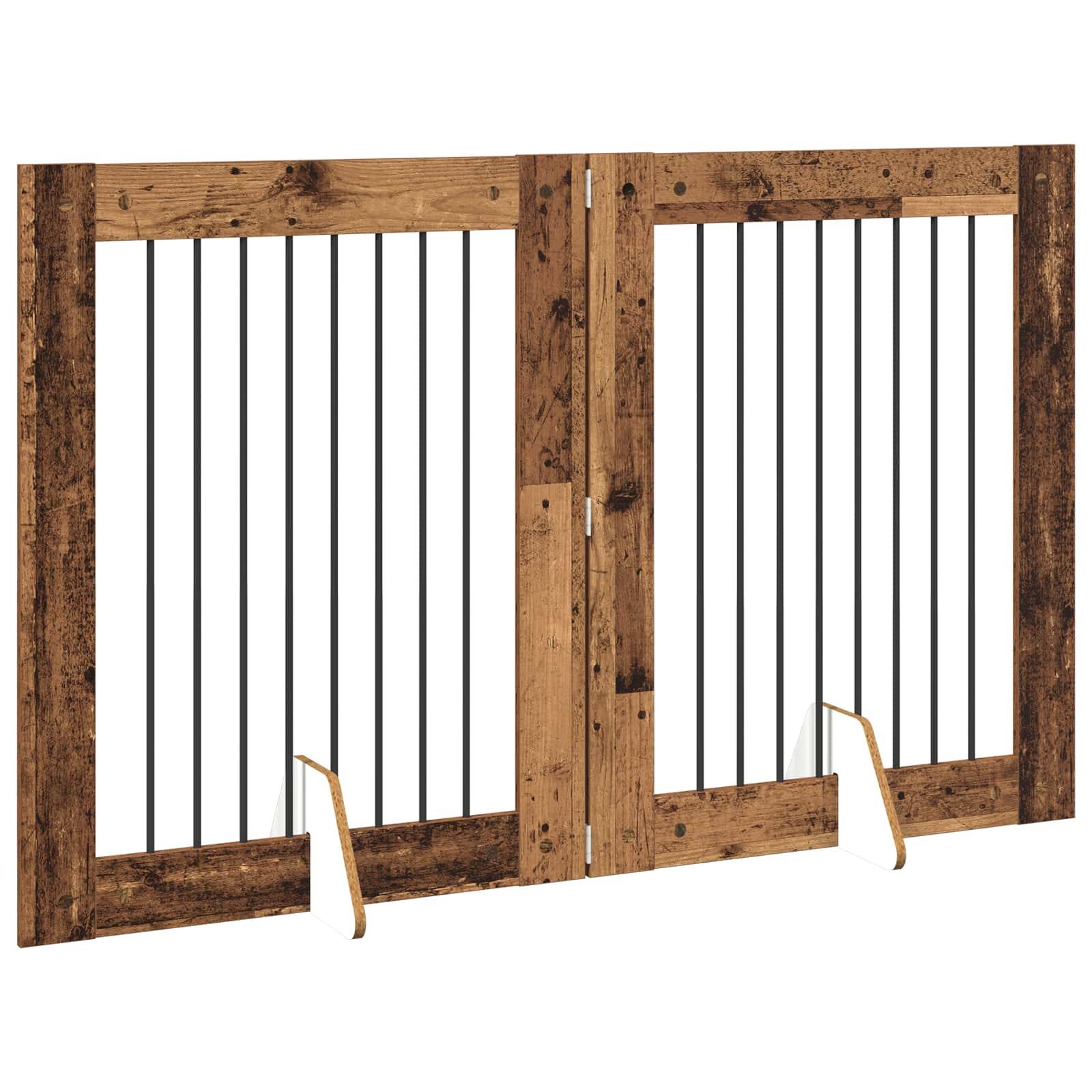 vidaXL Hundetor mit Ständern 2 pcs Altholz 80 x 100 cm Holzwerkstoff