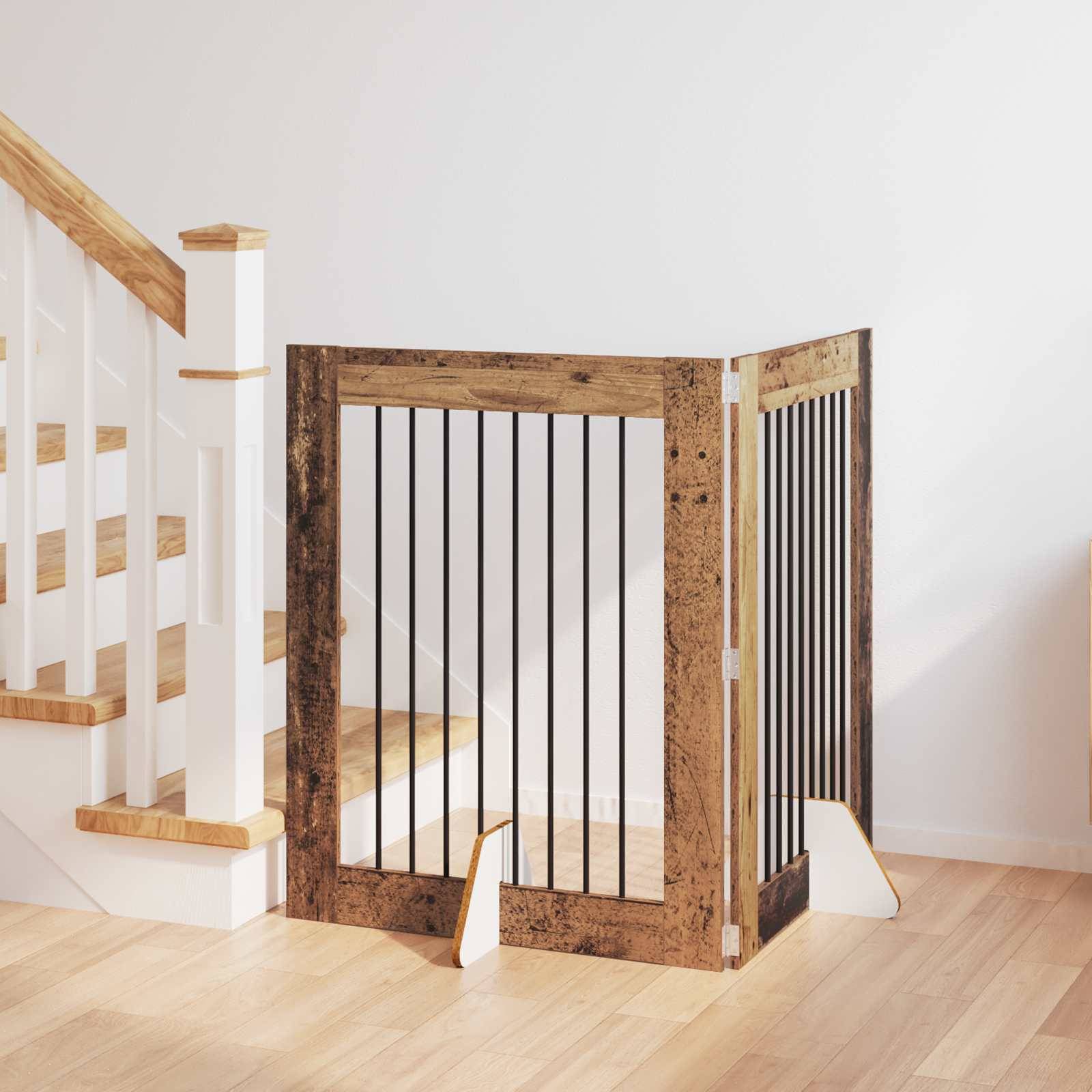 vidaXL Hundetor mit Ständern 2 pcs Altholz 80 x 100 cm Holzwerkstoff