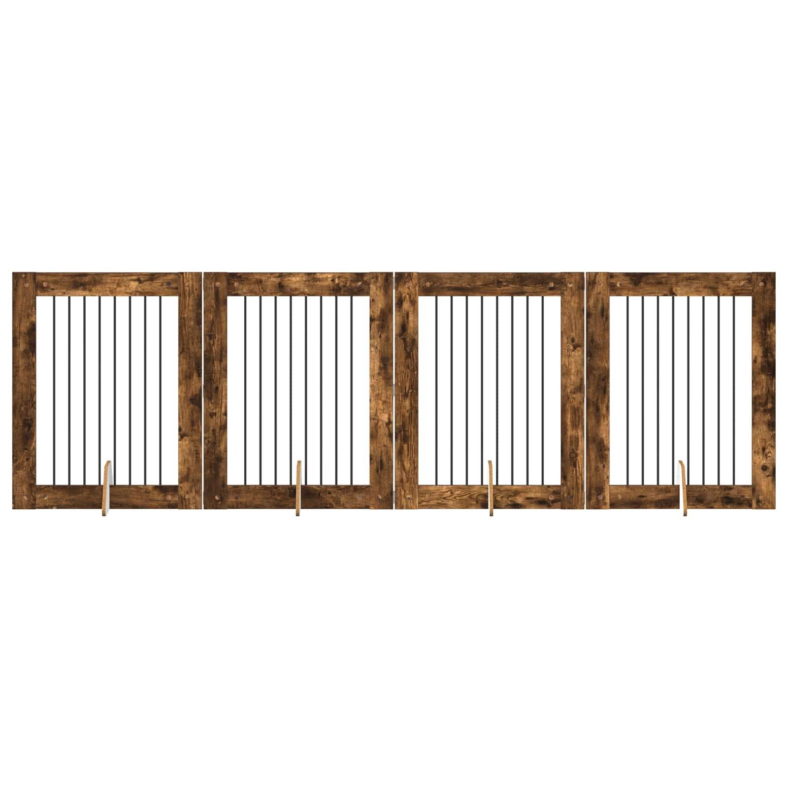 vidaXL Hundetor mit Ständern 4 pcs Geräucherte Eiche 80 x 100 cm