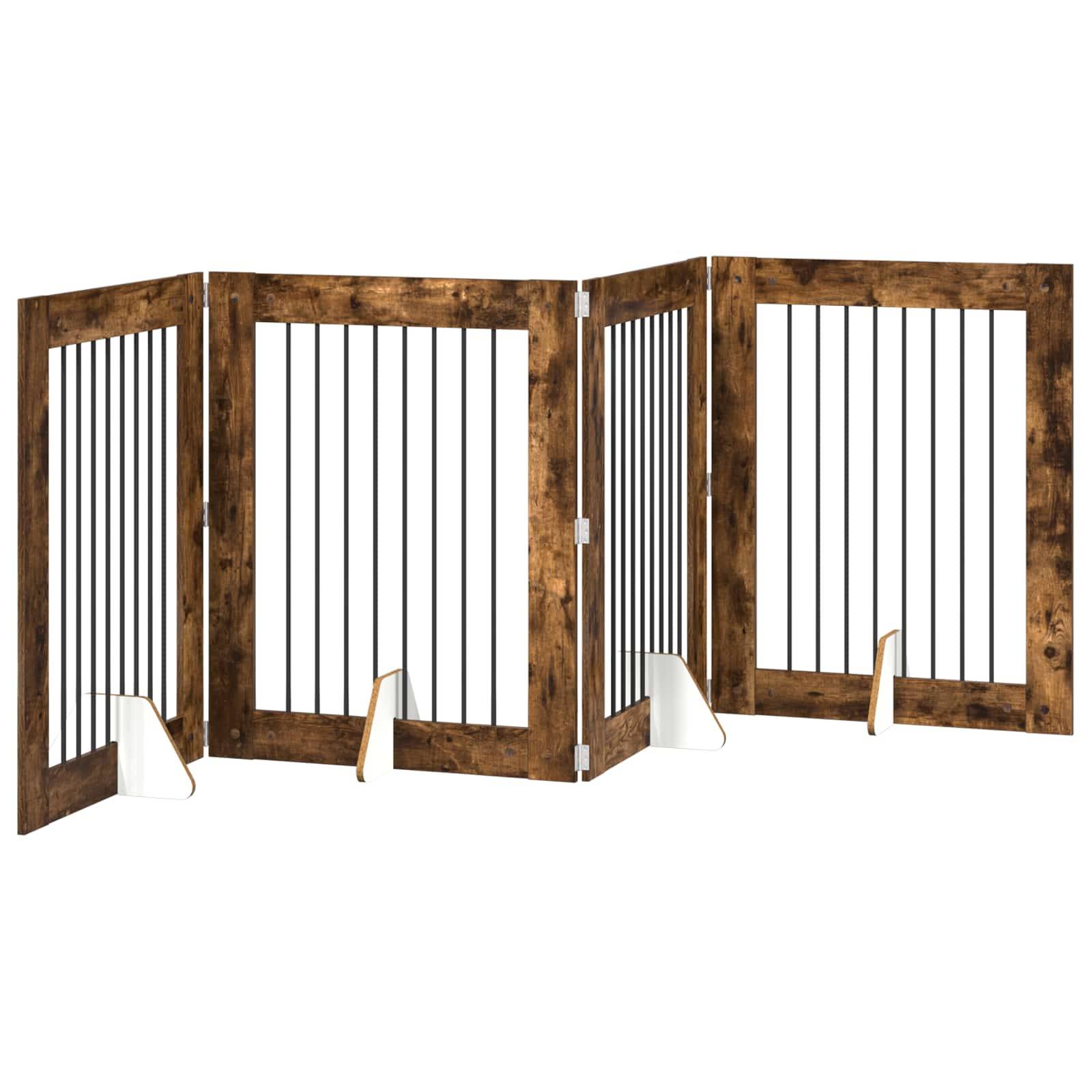 vidaXL Hundetor mit Ständern 4 pcs Geräucherte Eiche 80 x 100 cm