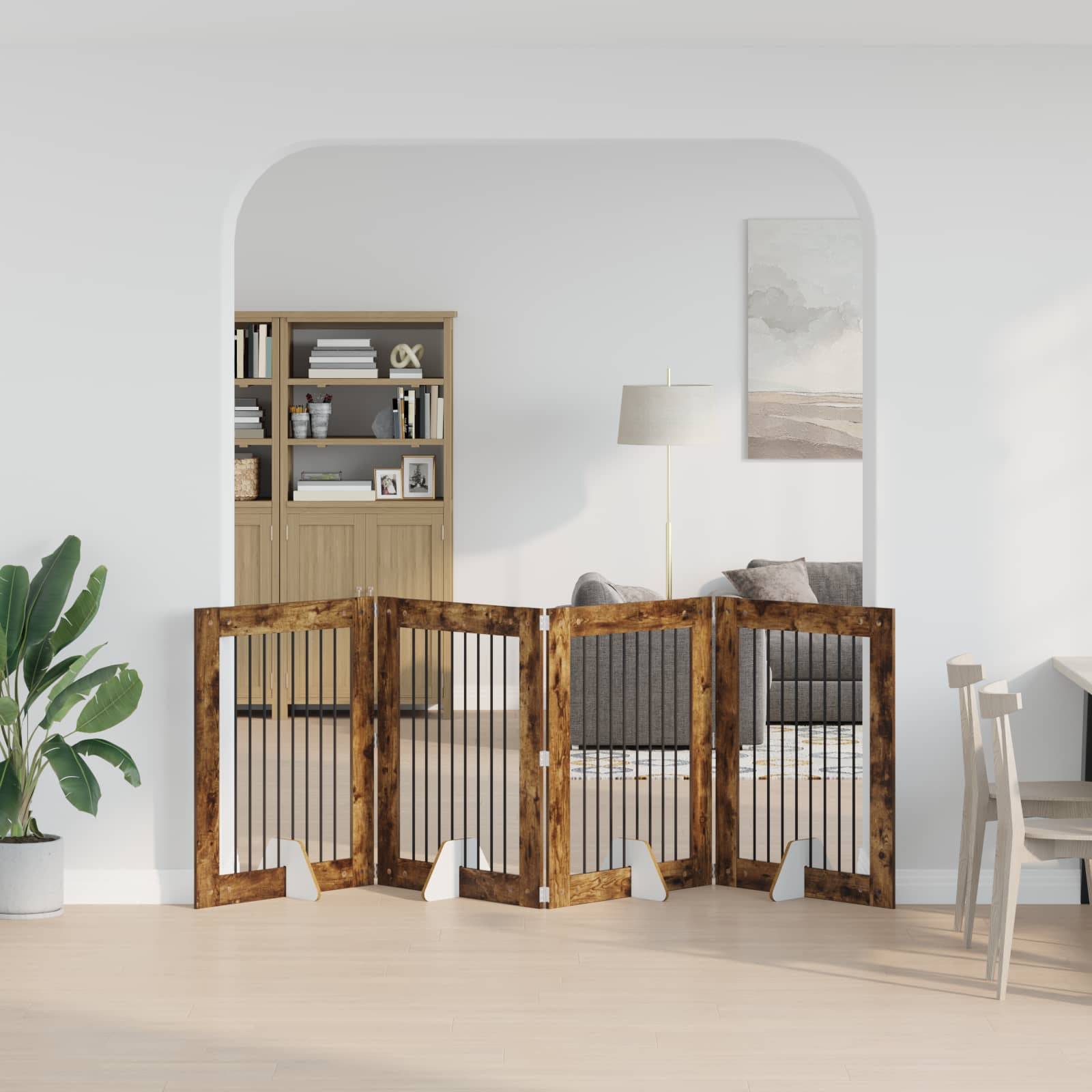vidaXL Hundetor mit Ständern 4 pcs Geräucherte Eiche 80 x 100 cm