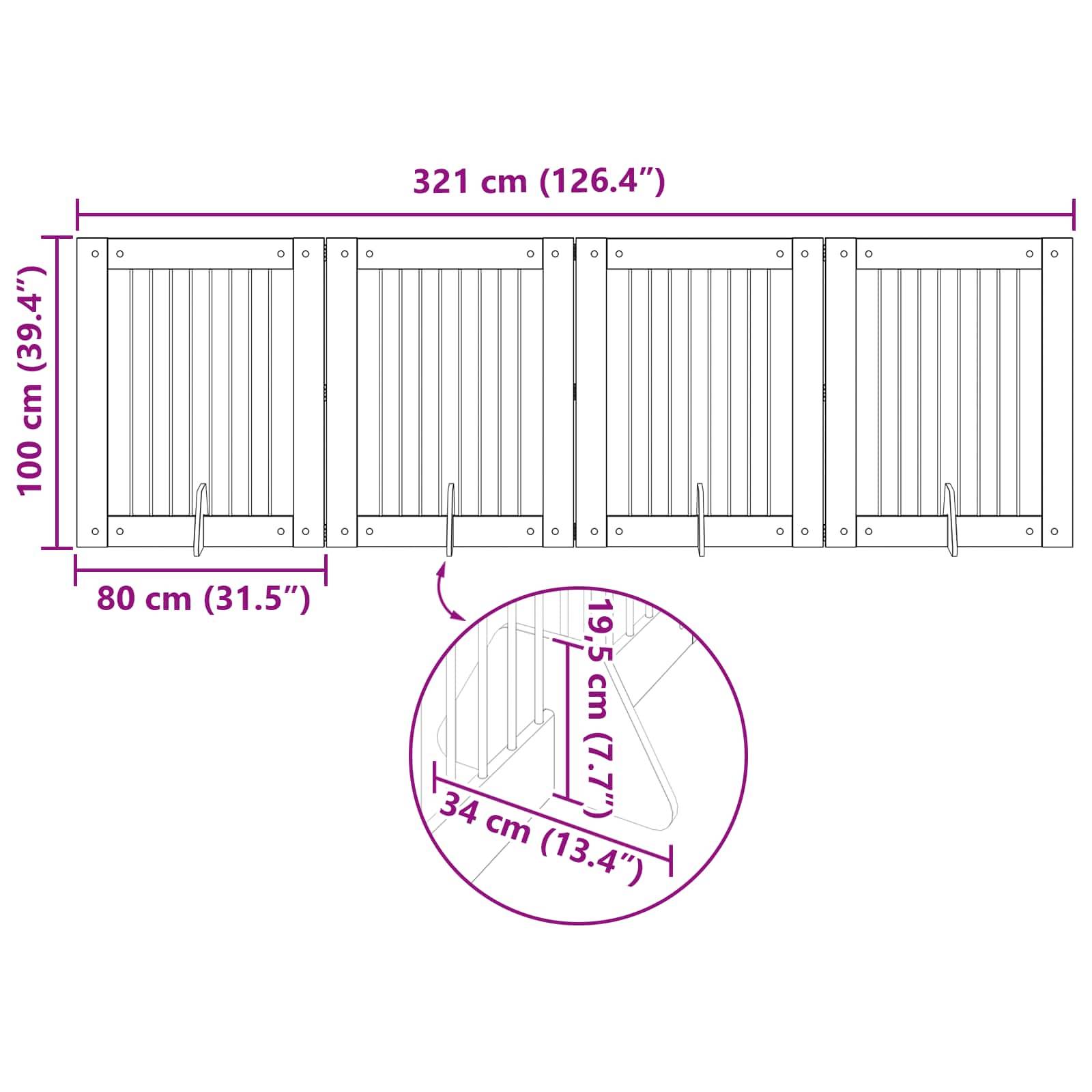 vidaXL Hundetor mit Ständern 4 pcs Geräucherte Eiche 80 x 100 cm