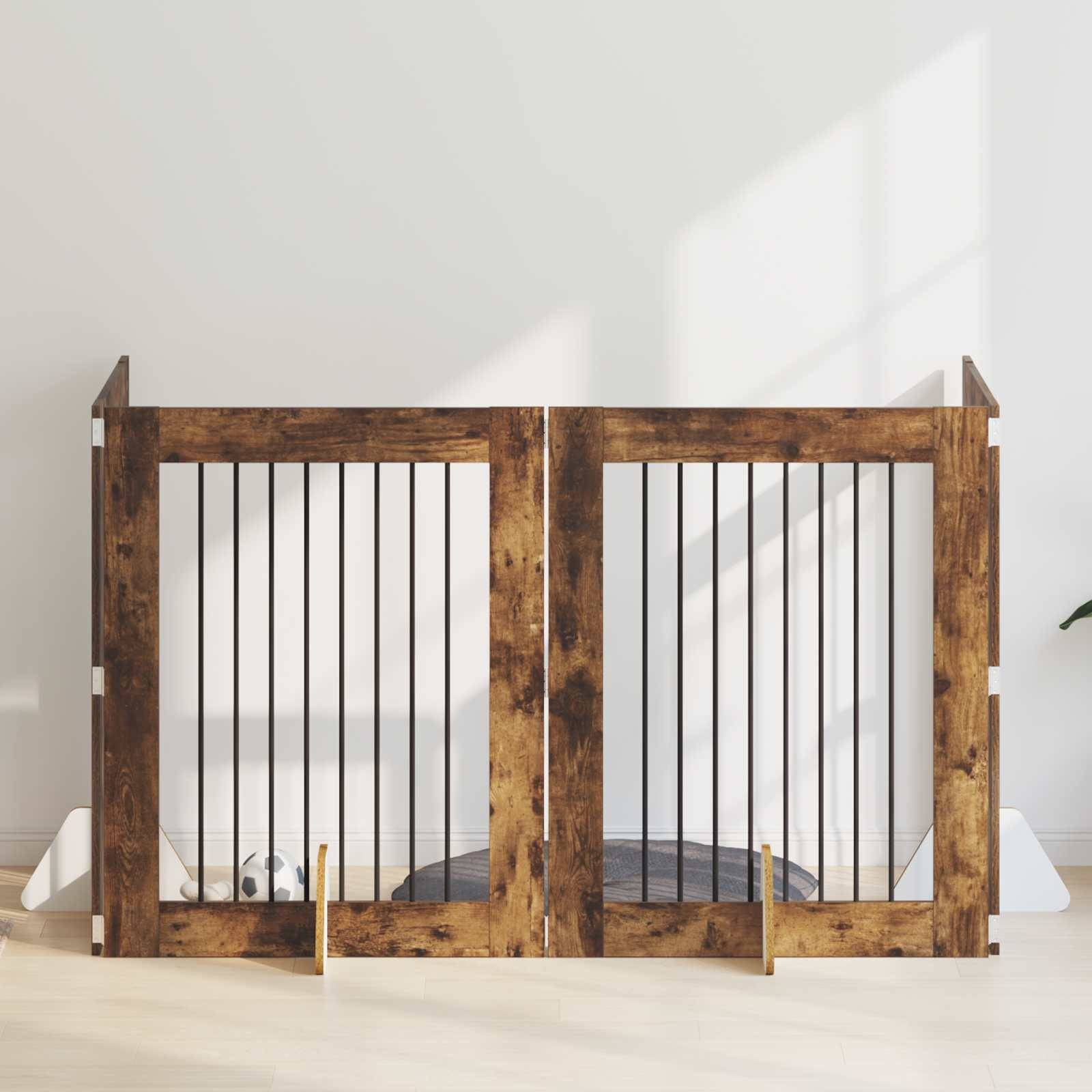 vidaXL Hundetor mit Ständern 4 pcs Geräucherte Eiche 80 x 100 cm