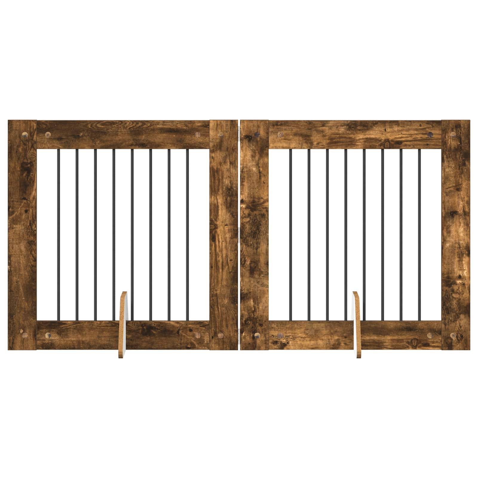 vidaXL Hundetor mit Ständern 2 pcs Geräucherte Eiche 80 x 80 cm