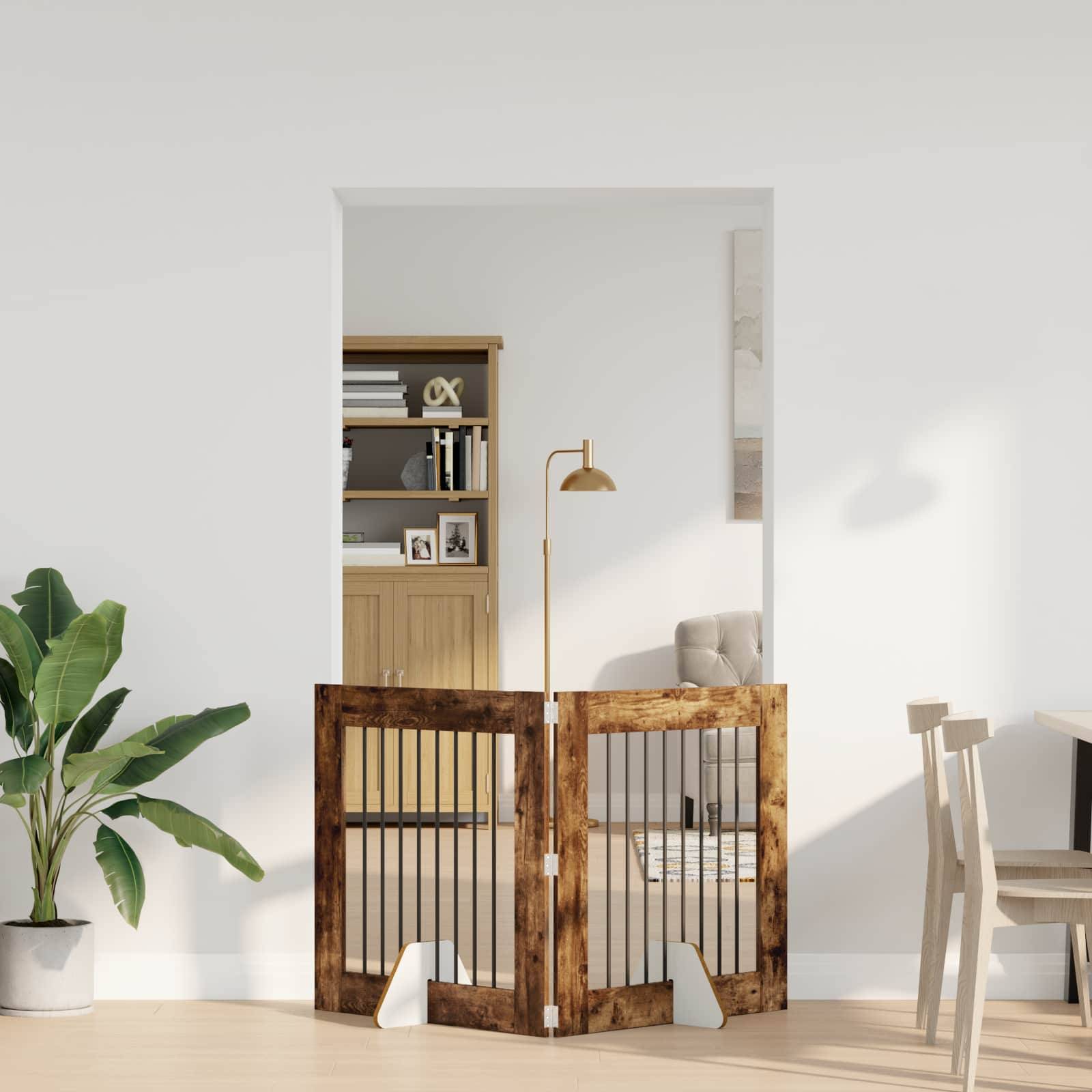 vidaXL Hundetor mit Ständern 2 pcs Geräucherte Eiche 80 x 80 cm