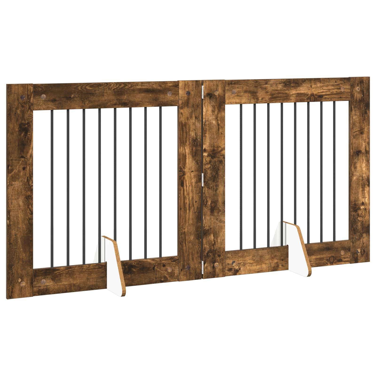 vidaXL Hundetor mit Ständern 2 pcs Geräucherte Eiche 80 x 80 cm
