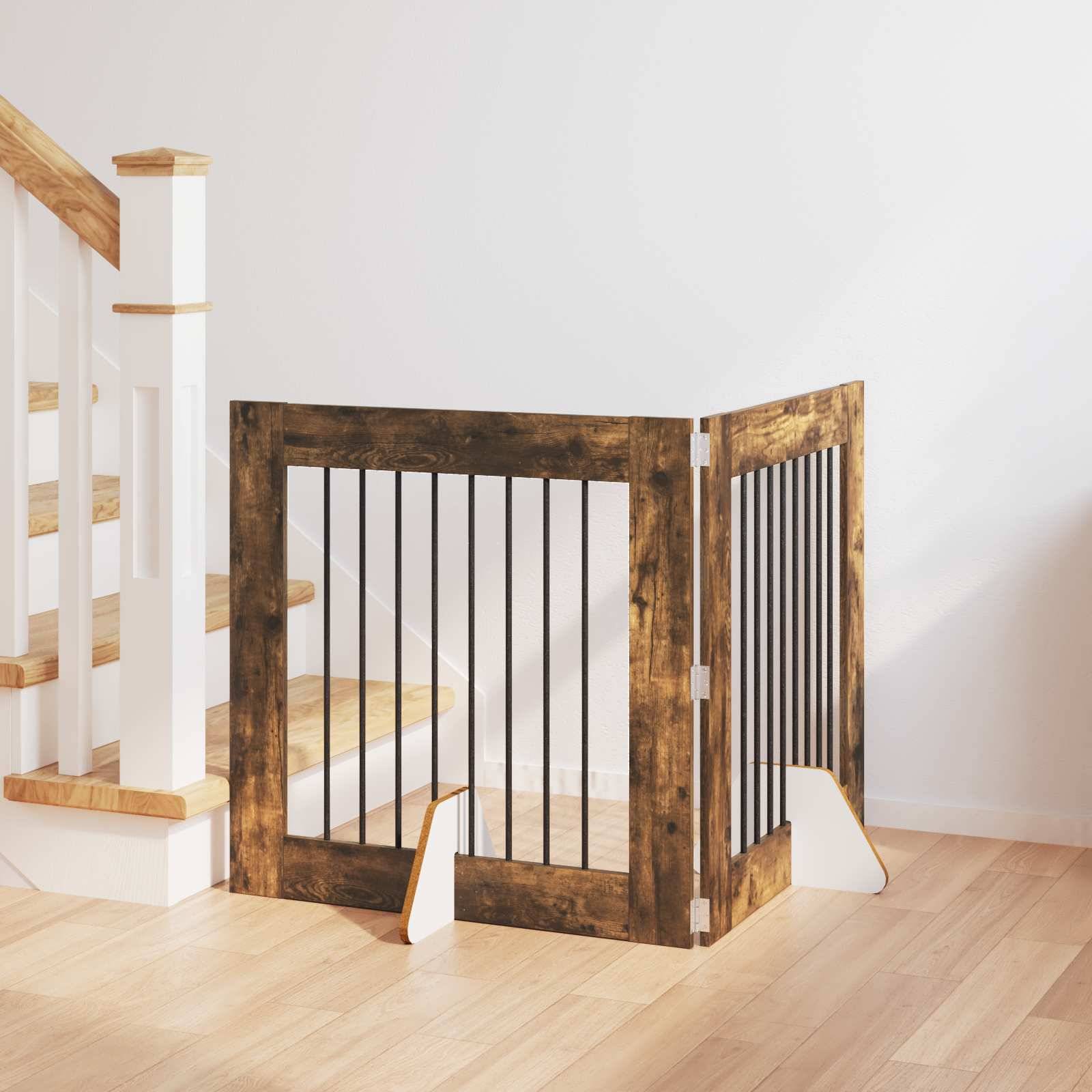 vidaXL Hundetor mit Ständern 2 pcs Geräucherte Eiche 80 x 80 cm