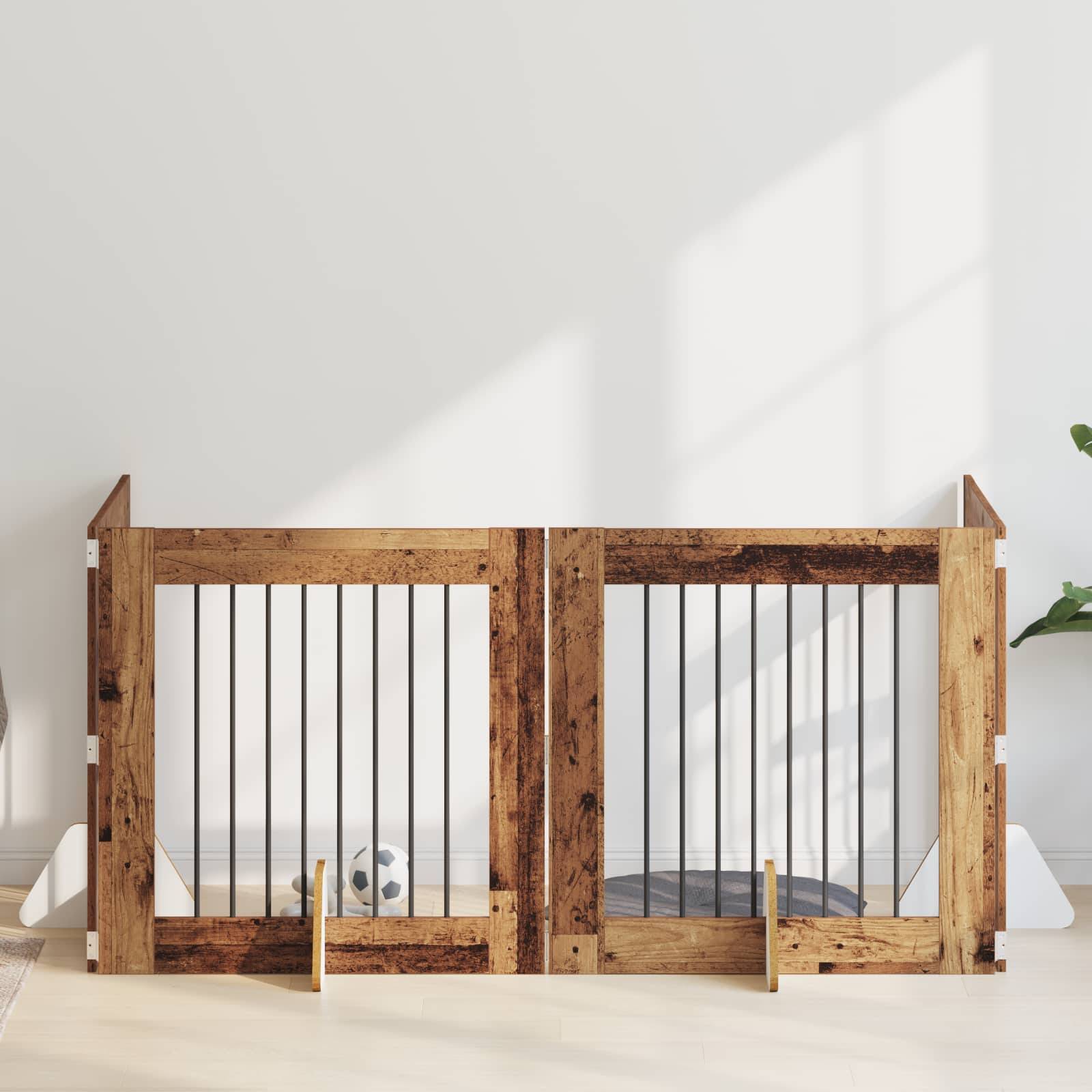 vidaXL Hundetor mit Ständern 4 pcs Altholz 80 x 80 cm Holzwerkstoff