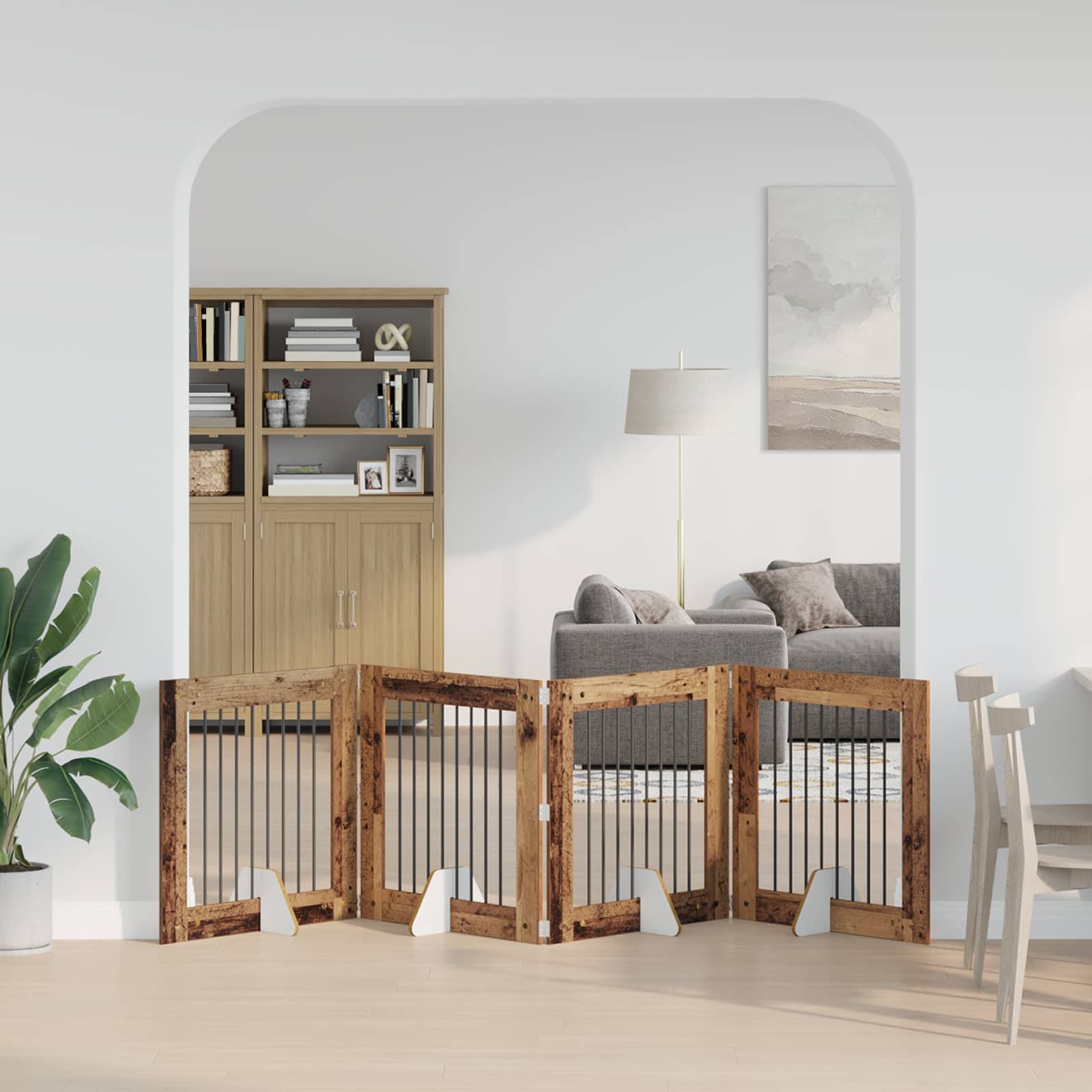 vidaXL Hundetor mit Ständern 4 pcs Altholz 80 x 80 cm Holzwerkstoff