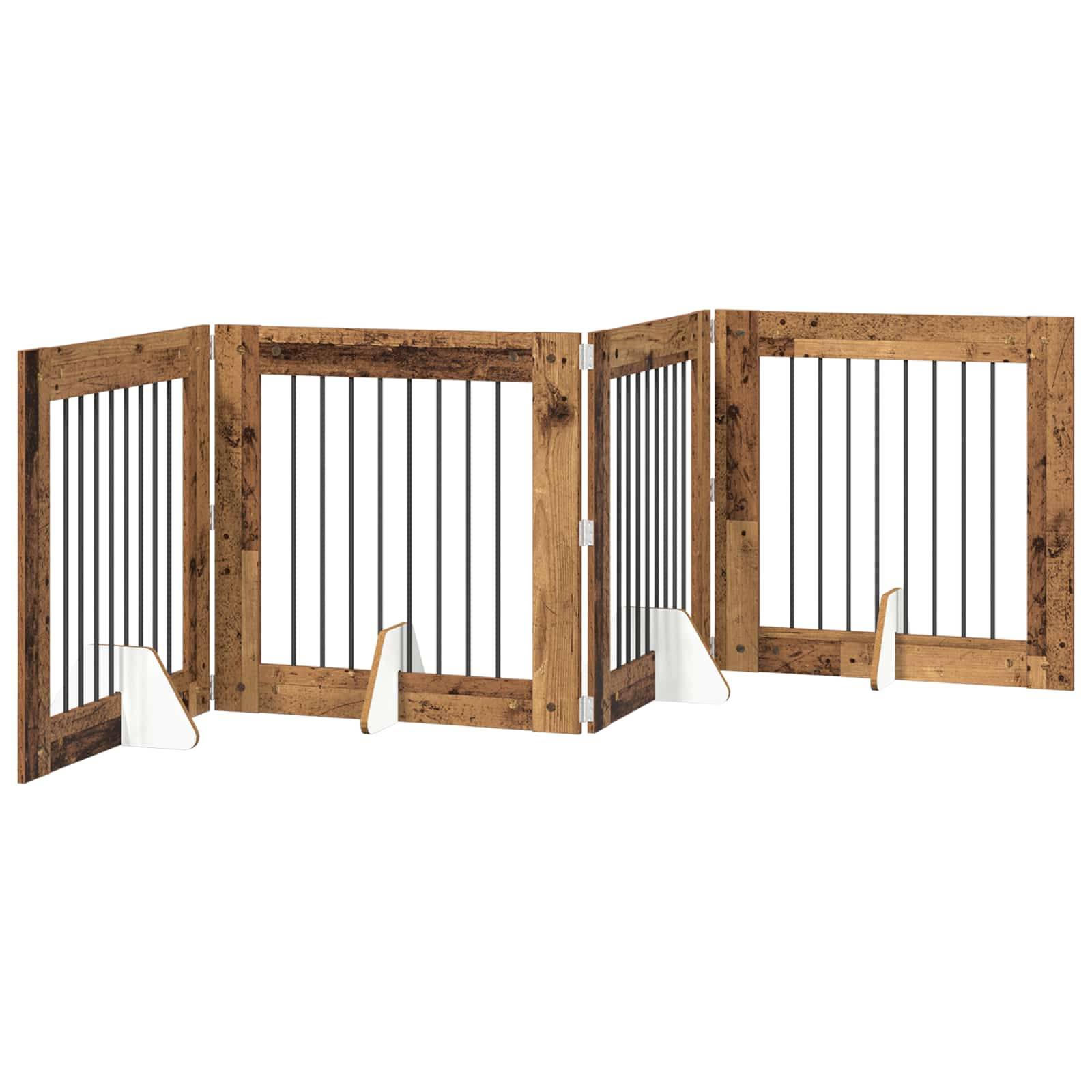 vidaXL Hundetor mit Ständern 4 pcs Altholz 80 x 80 cm Holzwerkstoff