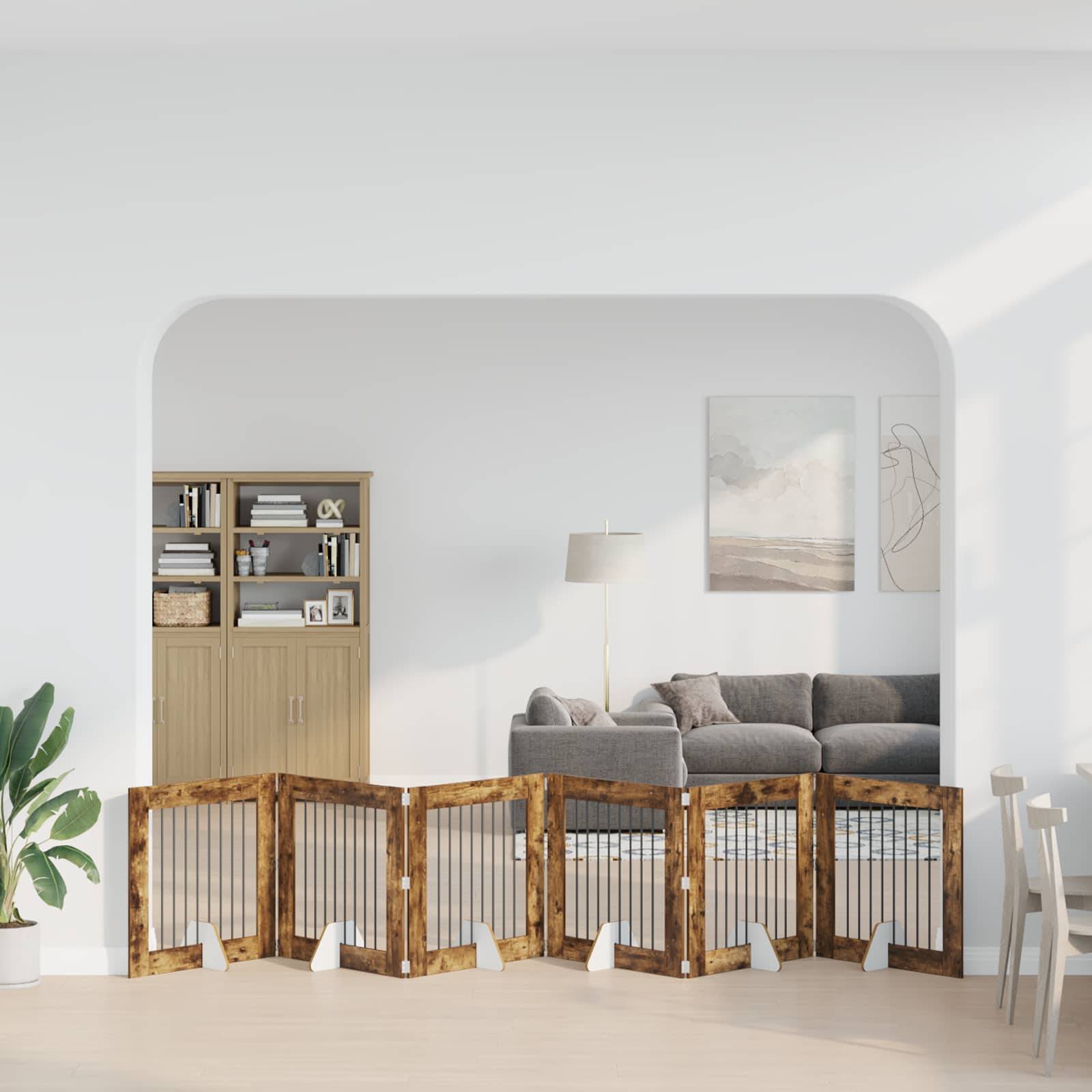vidaXL Hundetor mit Ständern 6 pcs Geräucherte Eiche 80 x 80 cm