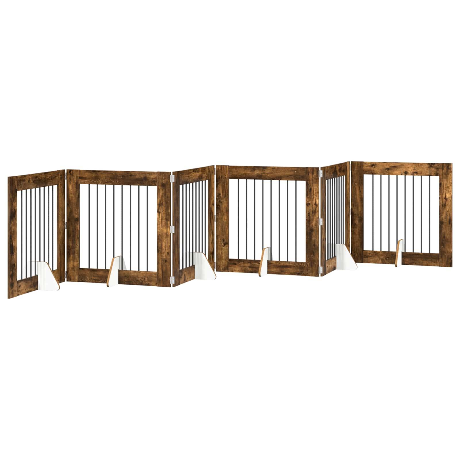 vidaXL Hundetor mit Ständern 6 pcs Geräucherte Eiche 80 x 80 cm
