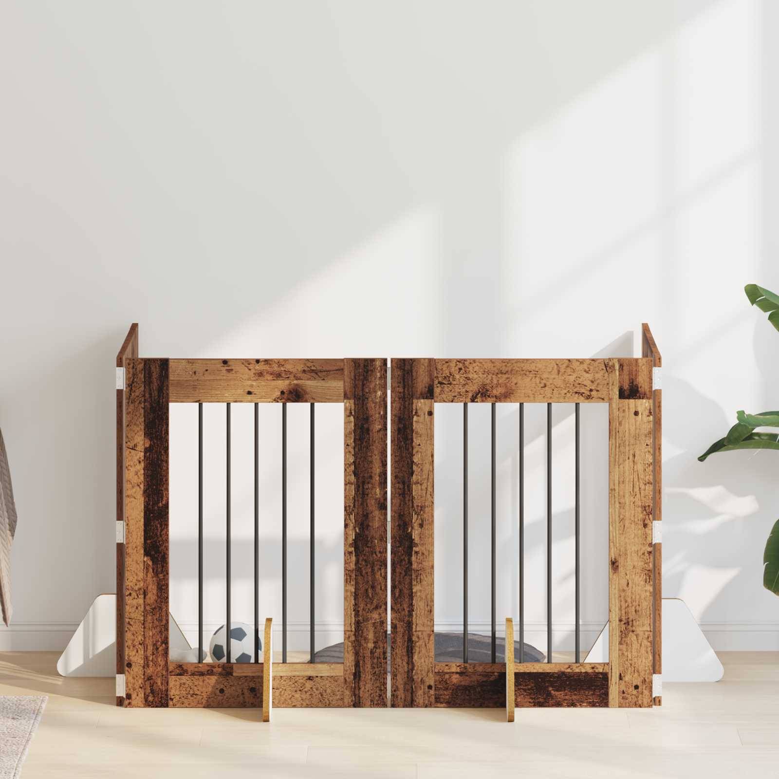 vidaXL Hundetor mit Ständern 4 pcs Altholz 60 x 80 cm Holzwerkstoff