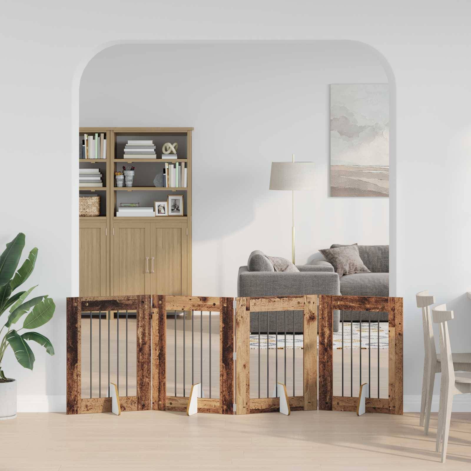 vidaXL Hundetor mit Ständern 4 pcs Altholz 60 x 80 cm Holzwerkstoff
