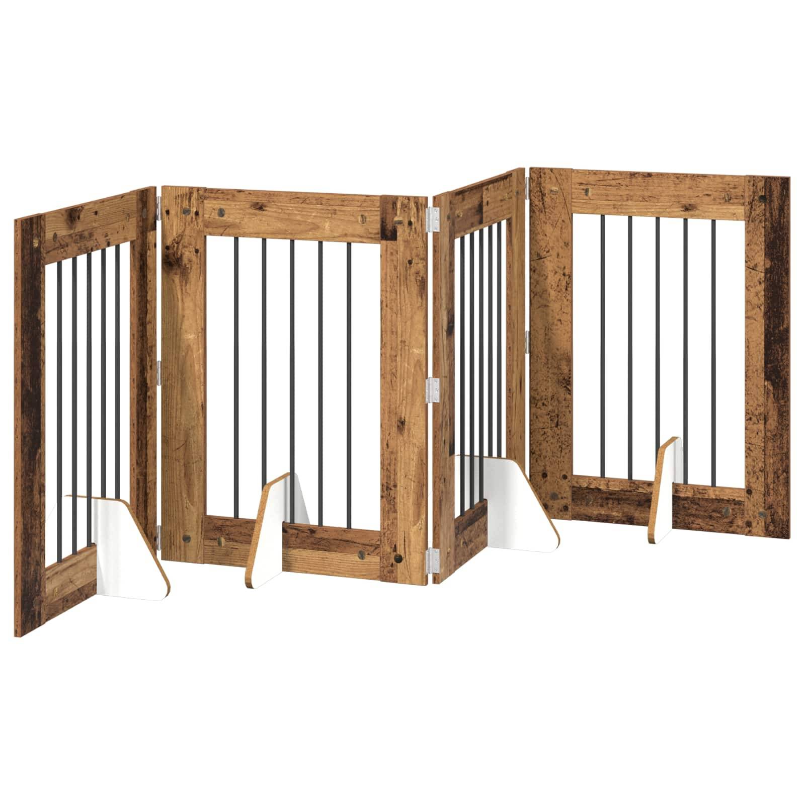 vidaXL Hundetor mit Ständern 4 pcs Altholz 60 x 80 cm Holzwerkstoff