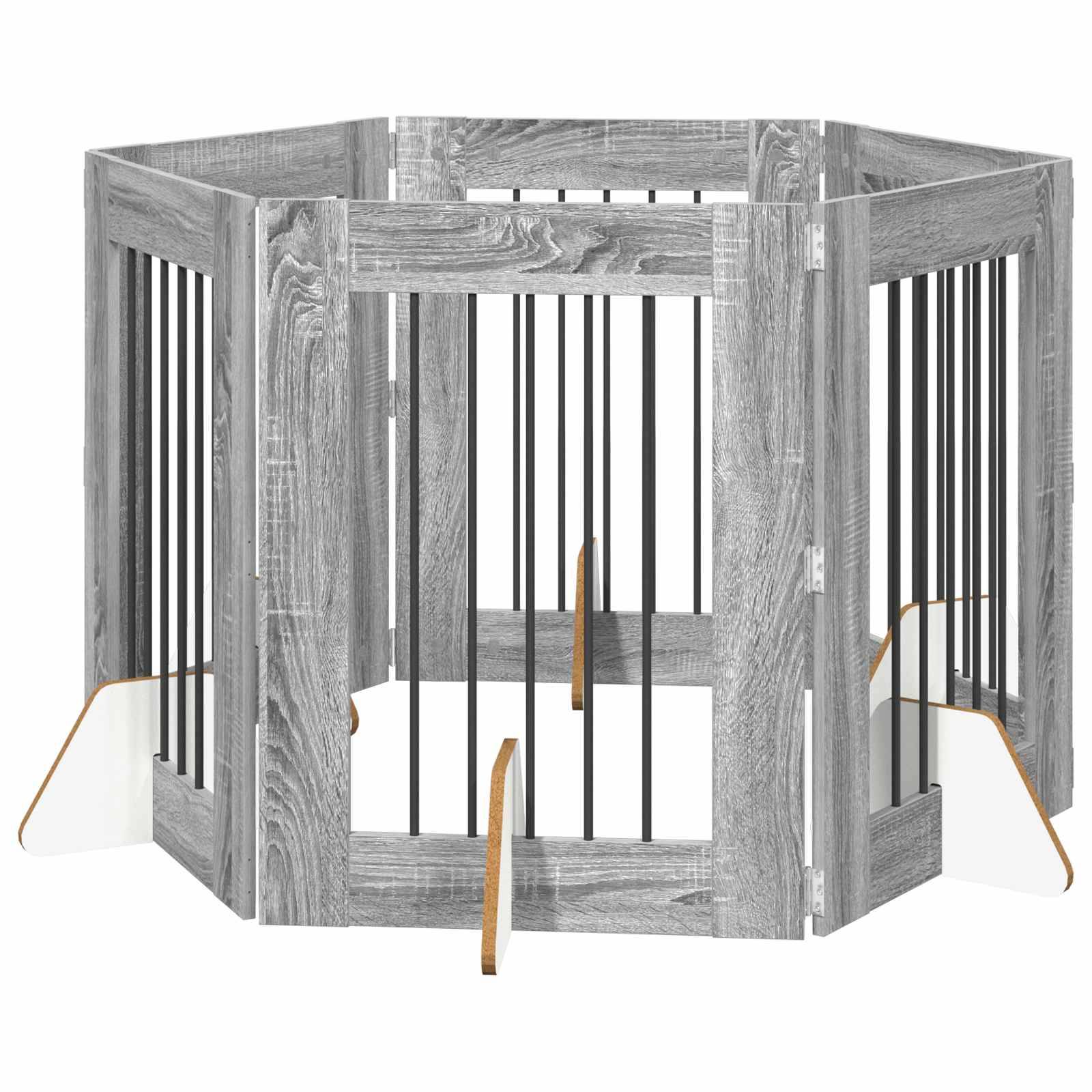 vidaXL Hundetor mit Ständern 6 pcs Graues Sonoma 60 x 80 cm