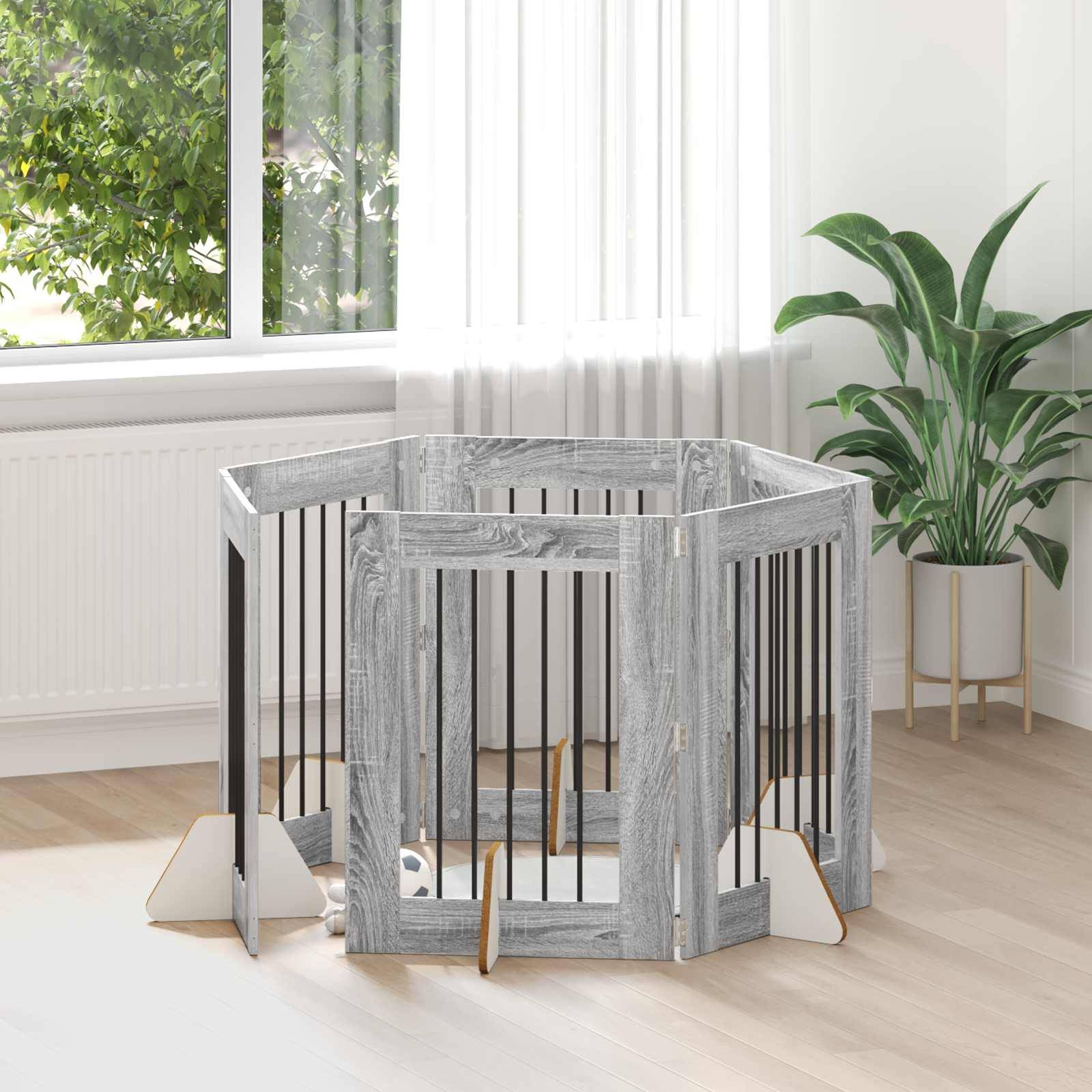 vidaXL Hundetor mit Ständern 6 pcs Graues Sonoma 60 x 80 cm