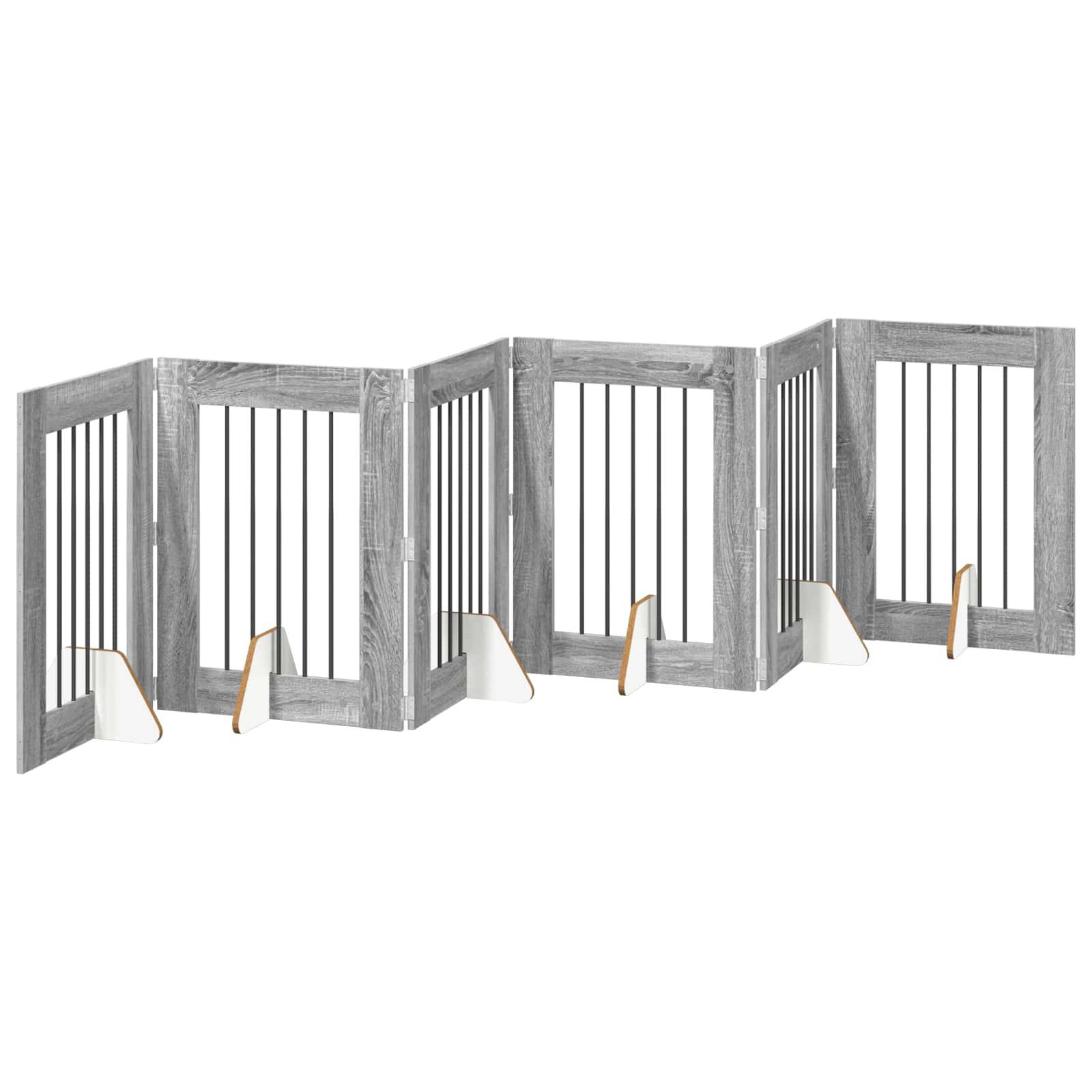 vidaXL Hundetor mit Ständern 6 pcs Graues Sonoma 60 x 80 cm
