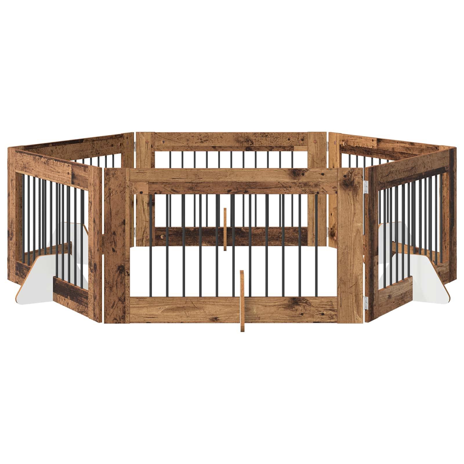 vidaXL Hundetor mit Ständern 6 pcs Altholz 100 x 60 cm Holzwerkstoff