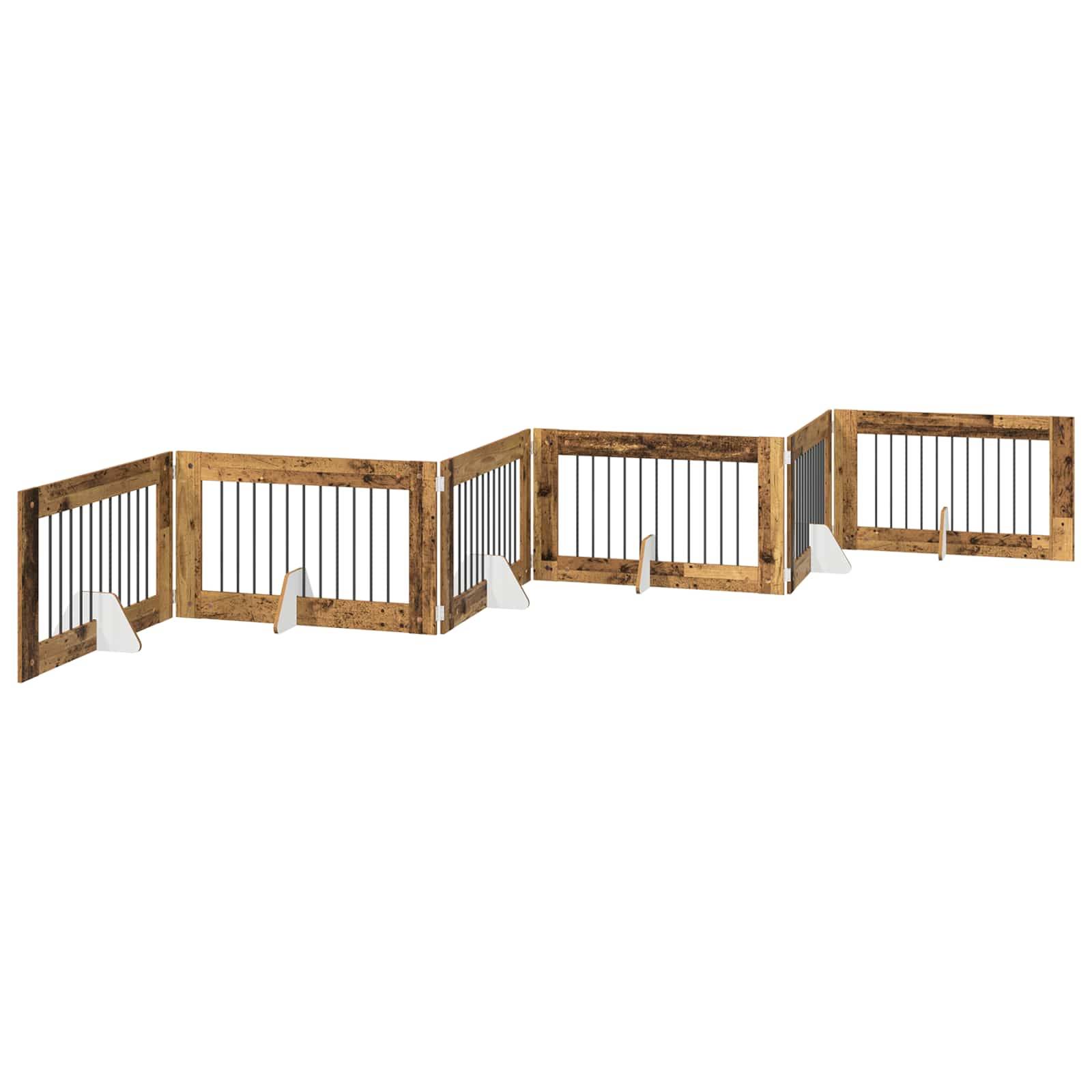 vidaXL Hundetor mit Ständern 6 pcs Altholz 100 x 60 cm Holzwerkstoff