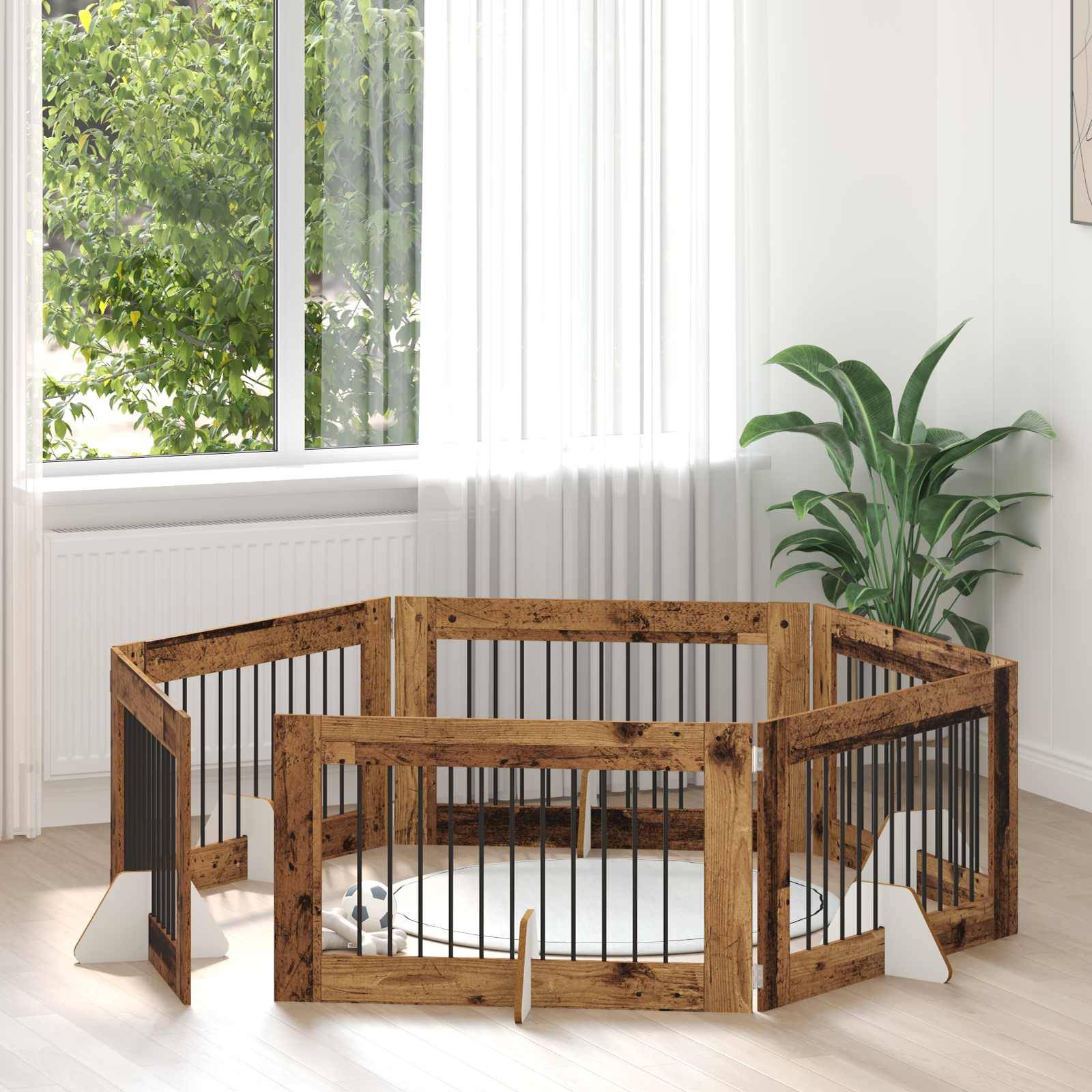 vidaXL Hundetor mit Ständern 6 pcs Altholz 100 x 60 cm Holzwerkstoff