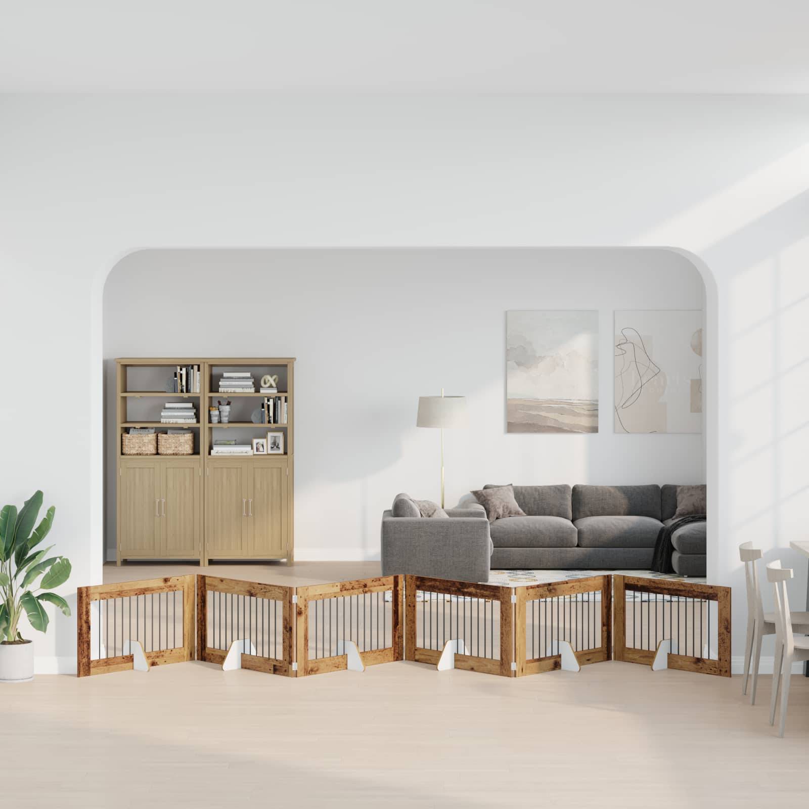 vidaXL Hundetor mit Ständern 6 pcs Altholz 100 x 60 cm Holzwerkstoff