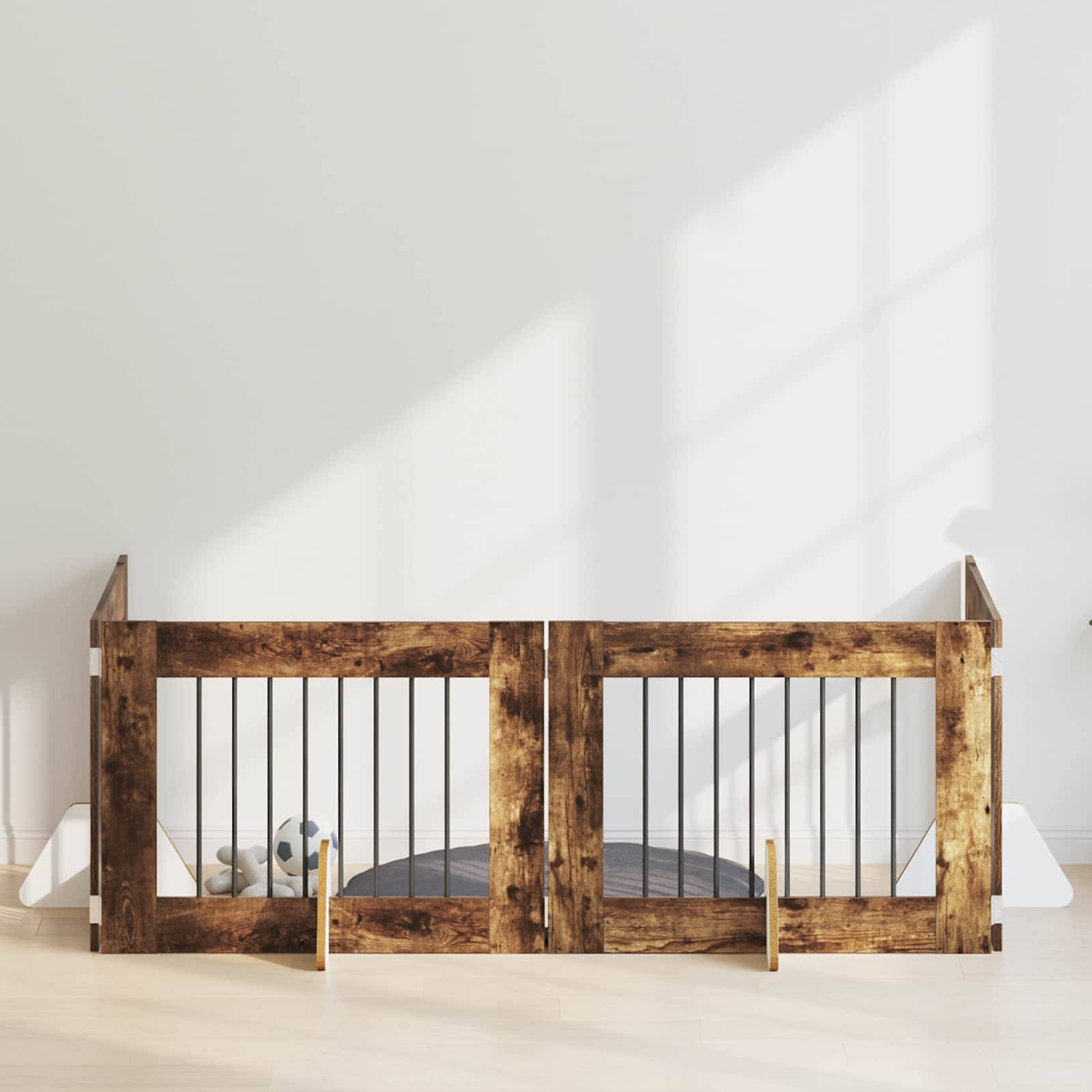 vidaXL Hundetor mit Ständern 4 pcs Geräucherte Eiche 80 x 60 cm