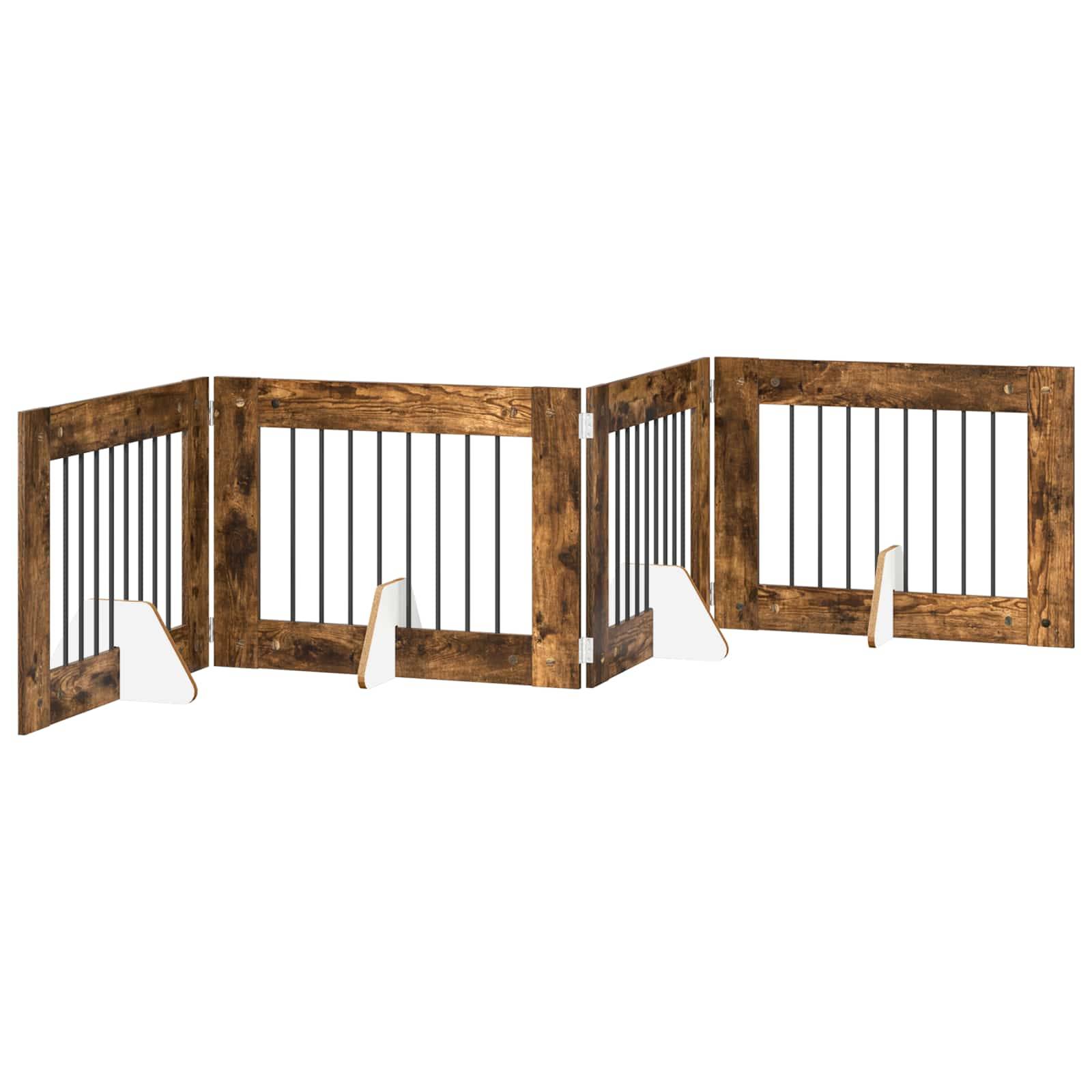 vidaXL Hundetor mit Ständern 4 pcs Geräucherte Eiche 80 x 60 cm