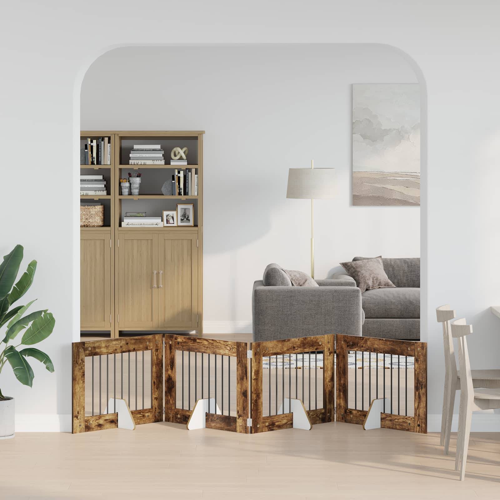 vidaXL Hundetor mit Ständern 4 pcs Geräucherte Eiche 80 x 60 cm