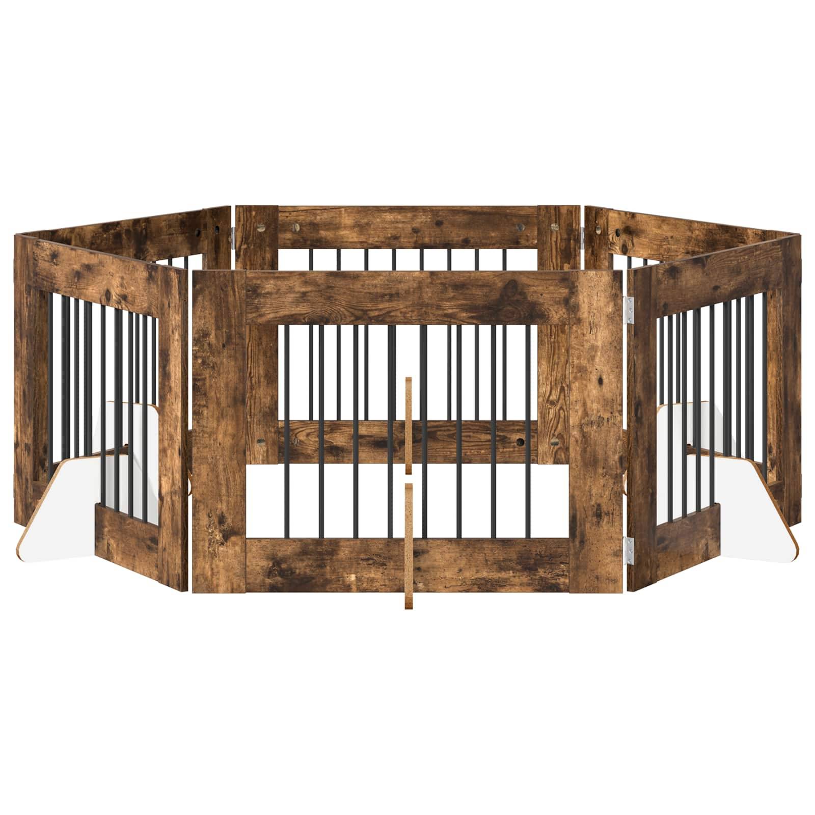 vidaXL Hundetor mit Ständern 6 pcs Geräucherte Eiche 80 x 60 cm