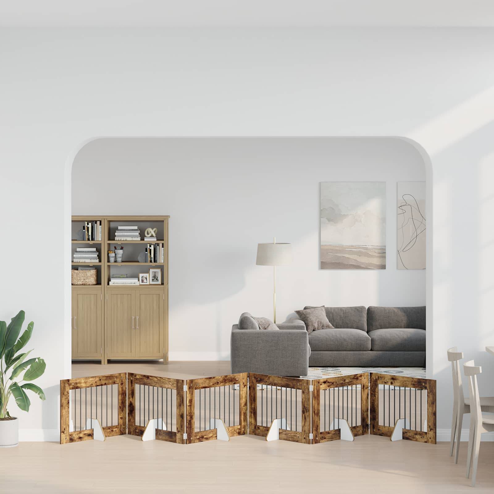 vidaXL Hundetor mit Ständern 6 pcs Geräucherte Eiche 80 x 60 cm