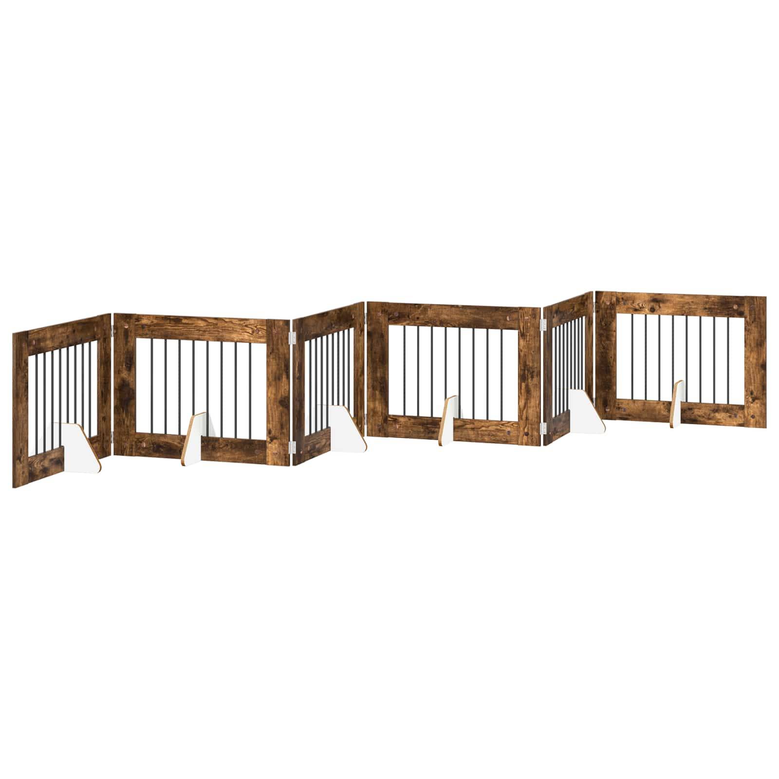 vidaXL Hundetor mit Ständern 6 pcs Geräucherte Eiche 80 x 60 cm