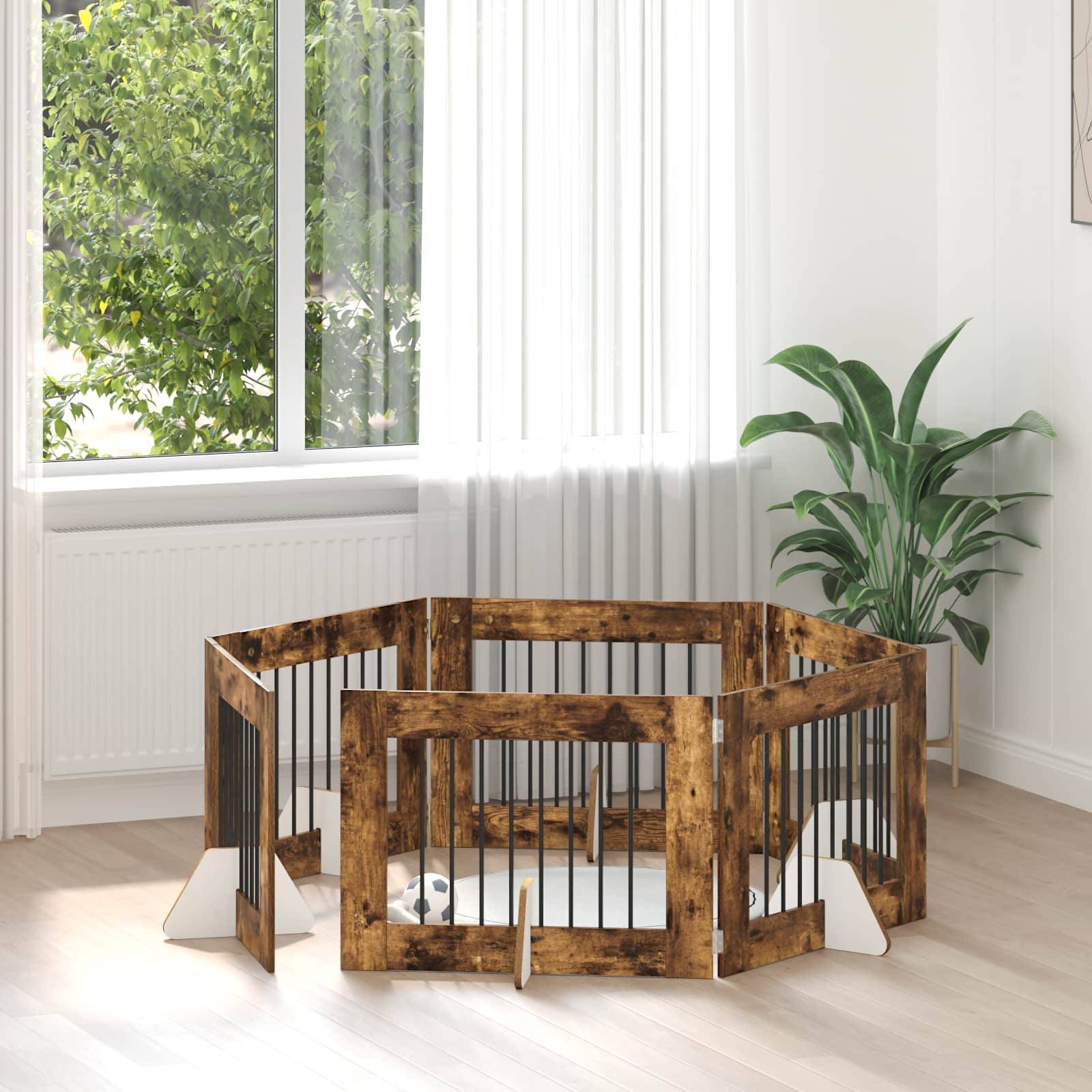 vidaXL Hundetor mit Ständern 6 pcs Geräucherte Eiche 80 x 60 cm
